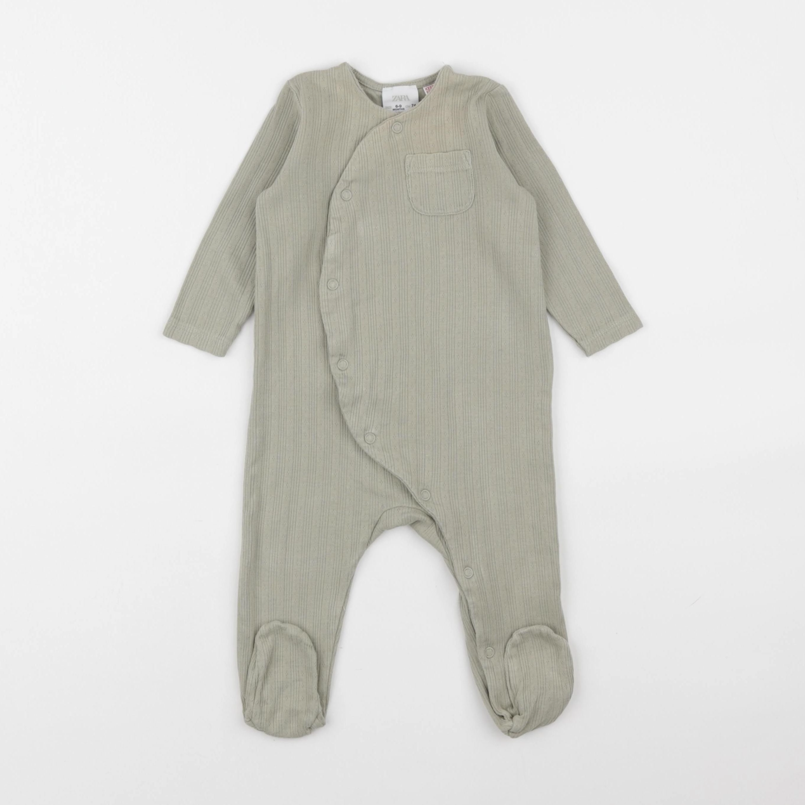 Zara - pyjama coton vert - 6/9 mois