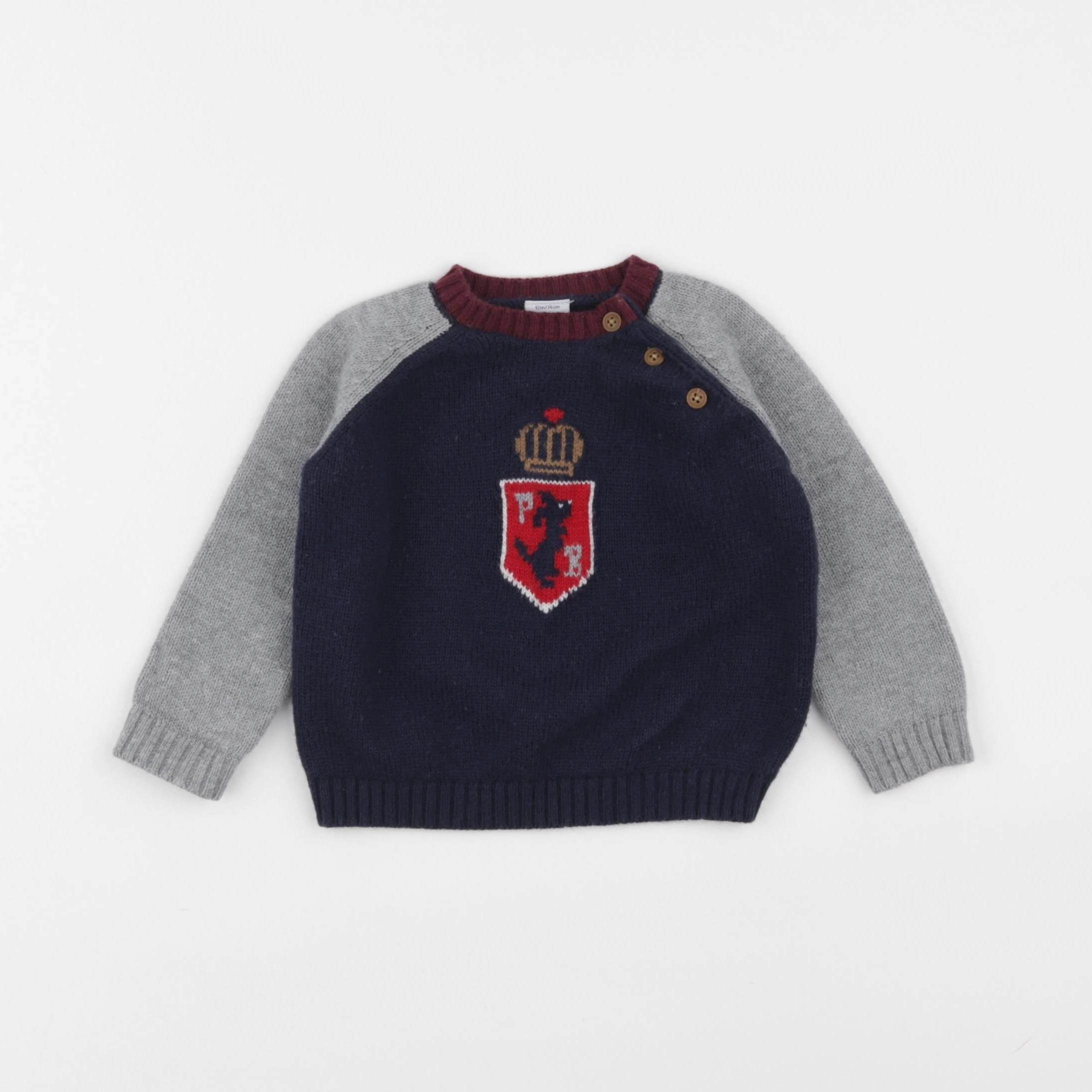 Petit Bateau - pull bleu - 12 mois