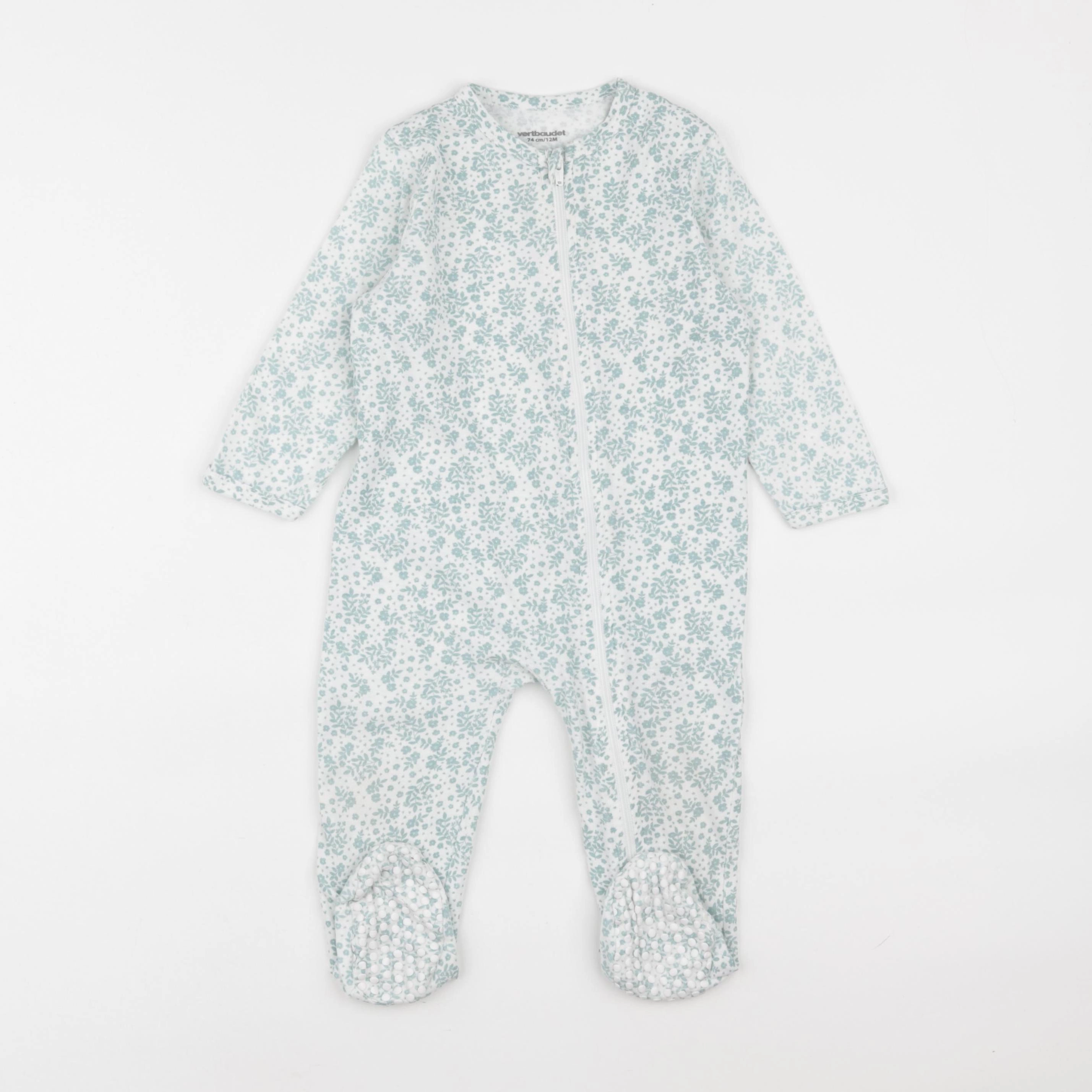 Vertbaudet - pyjama coton blanc, bleu - 12 mois