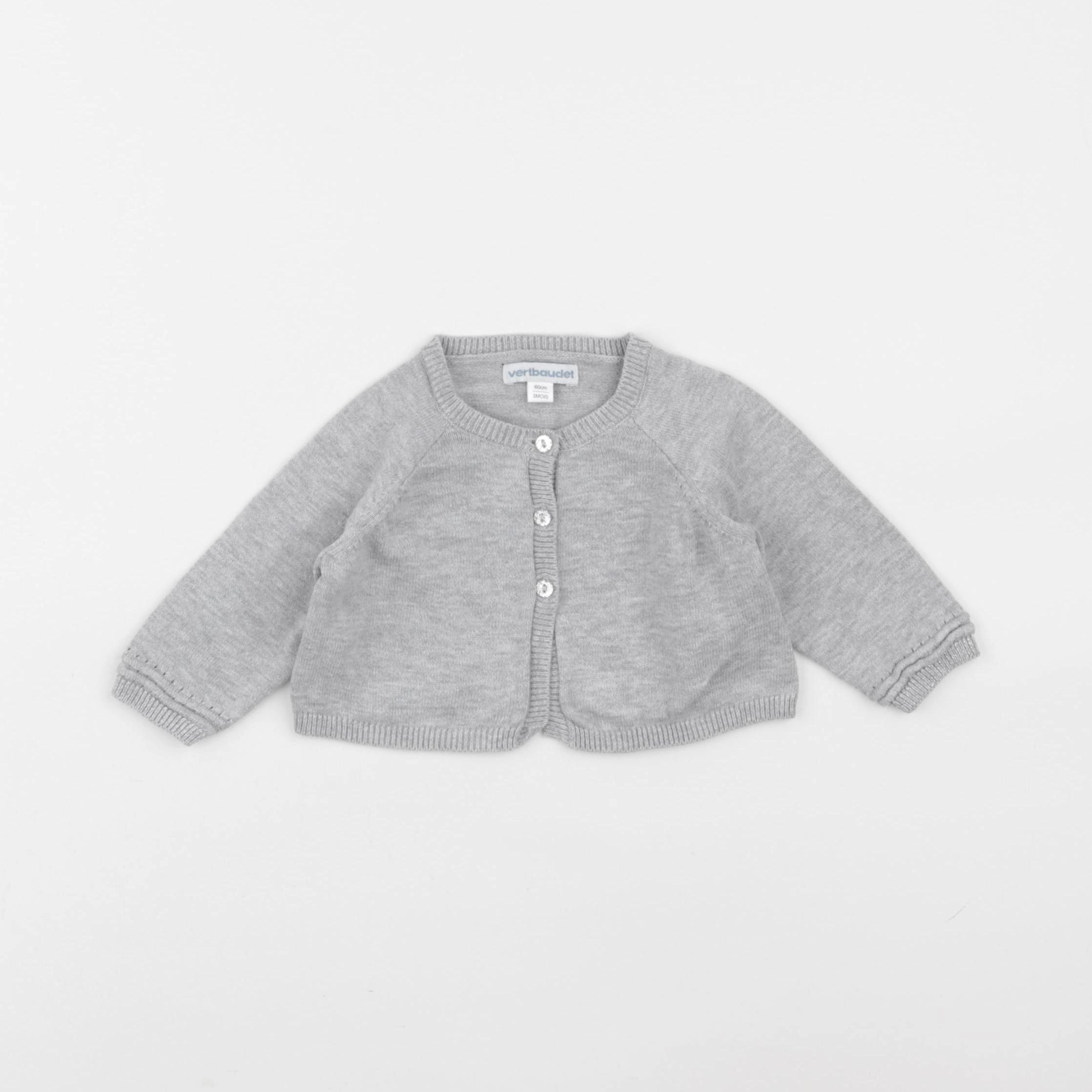 Vertbaudet - gilet gris - 3 mois