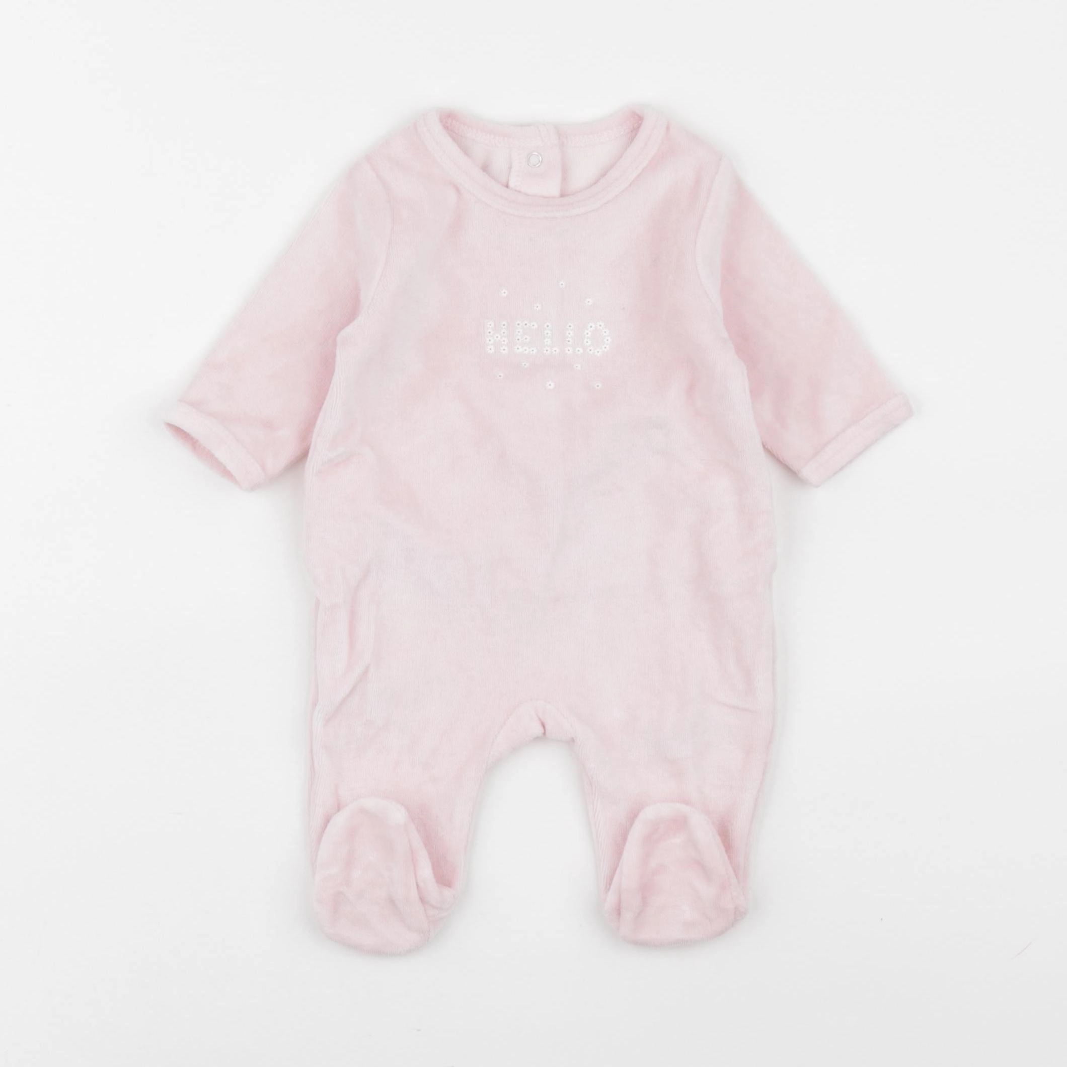 Vertbaudet - pyjama velours rose - 1 mois