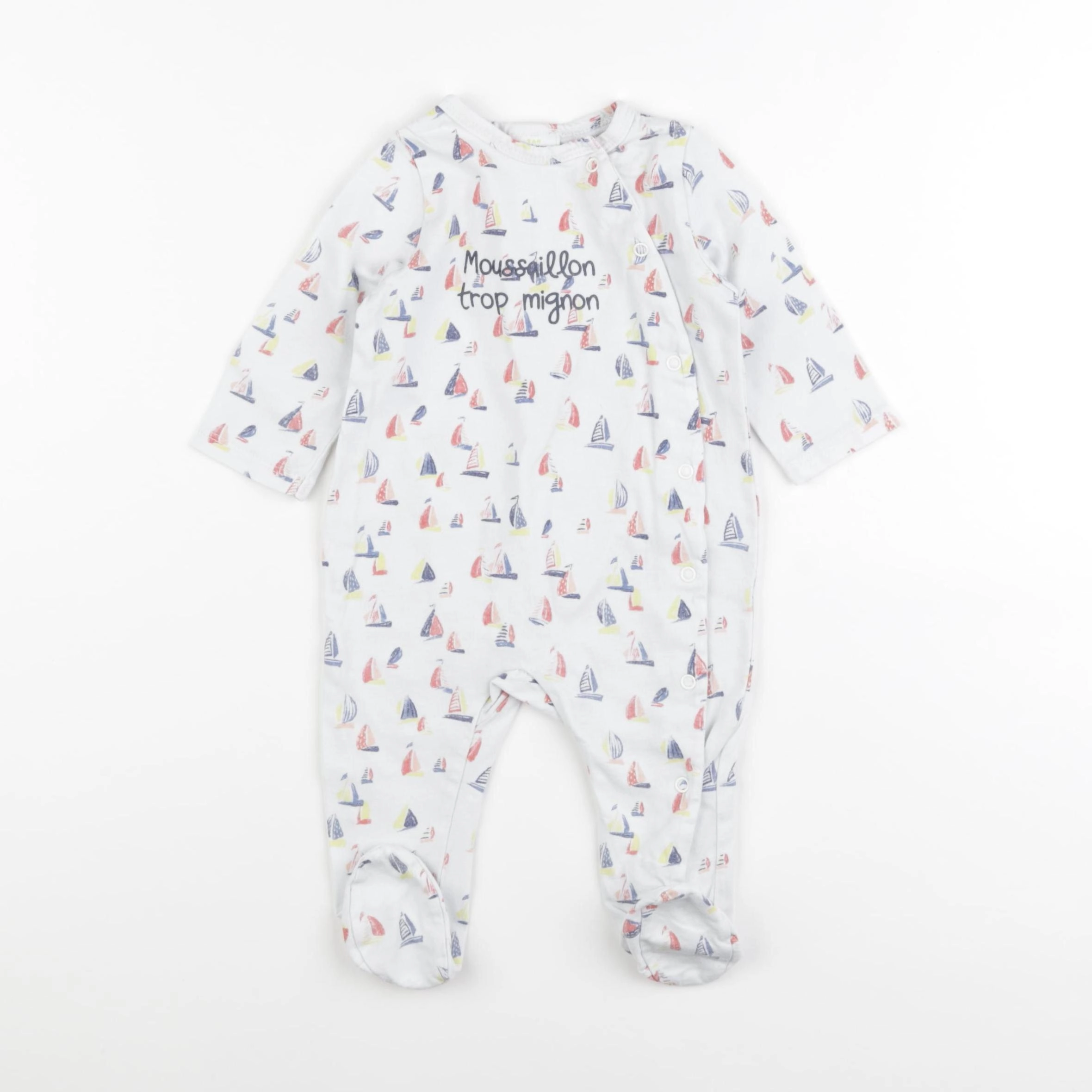 Tape à l'oeil - pyjama coton blanc, bleu - 6 mois