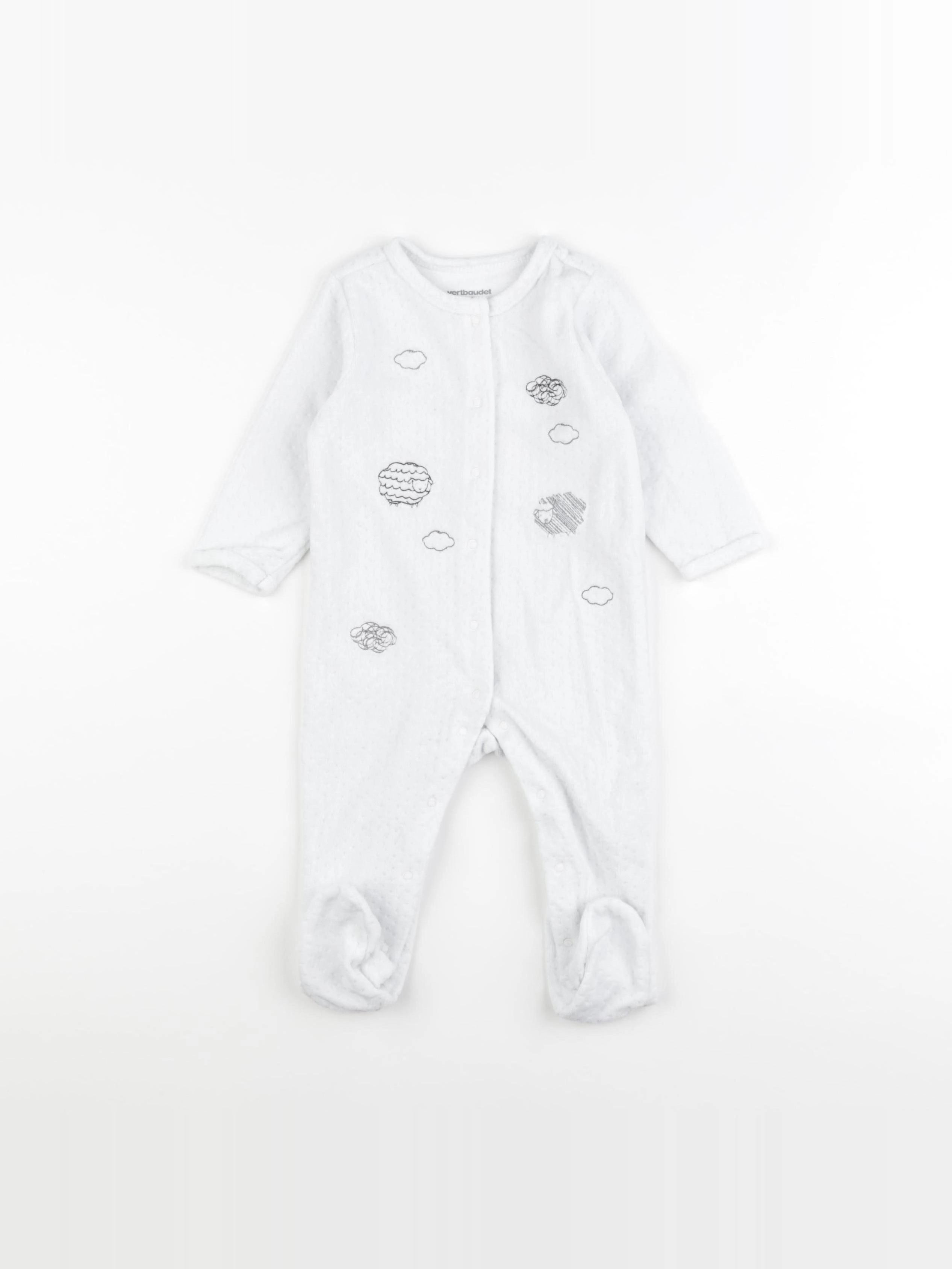 Vertbaudet - pyjama velours blanc - 9 mois