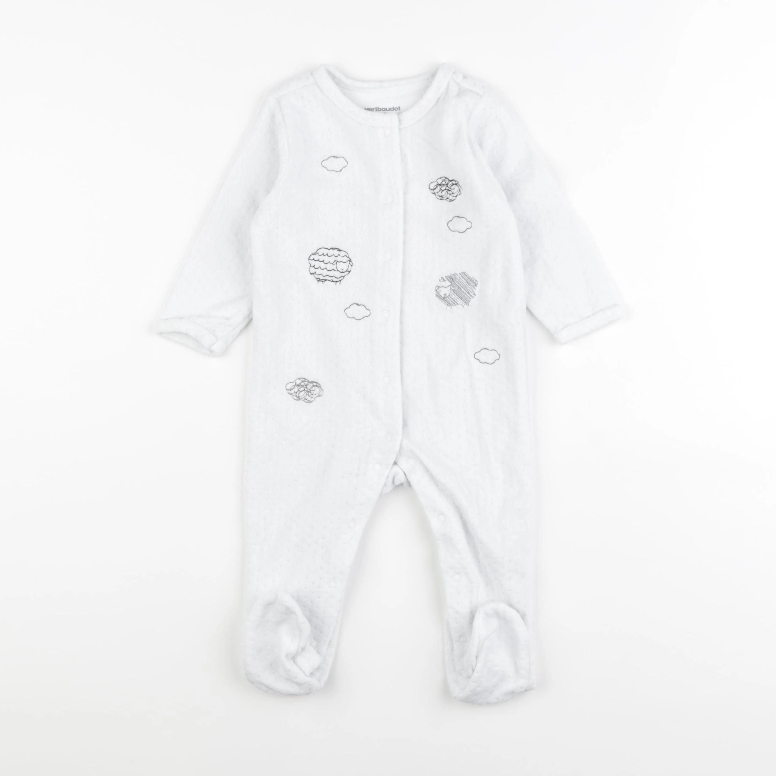 Vertbaudet - pyjama velours blanc - 9 mois