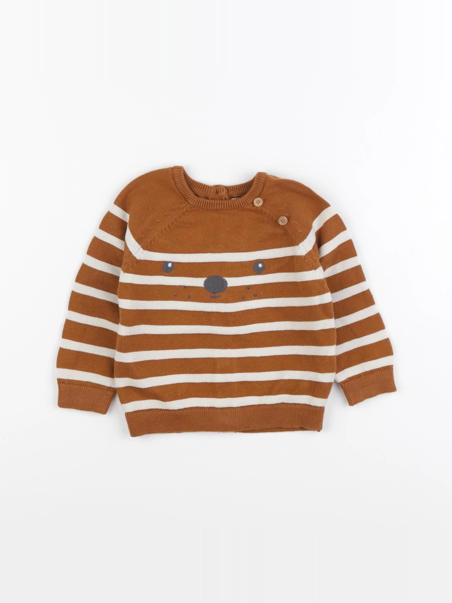 Vertbaudet - pull marron - 6/9 mois