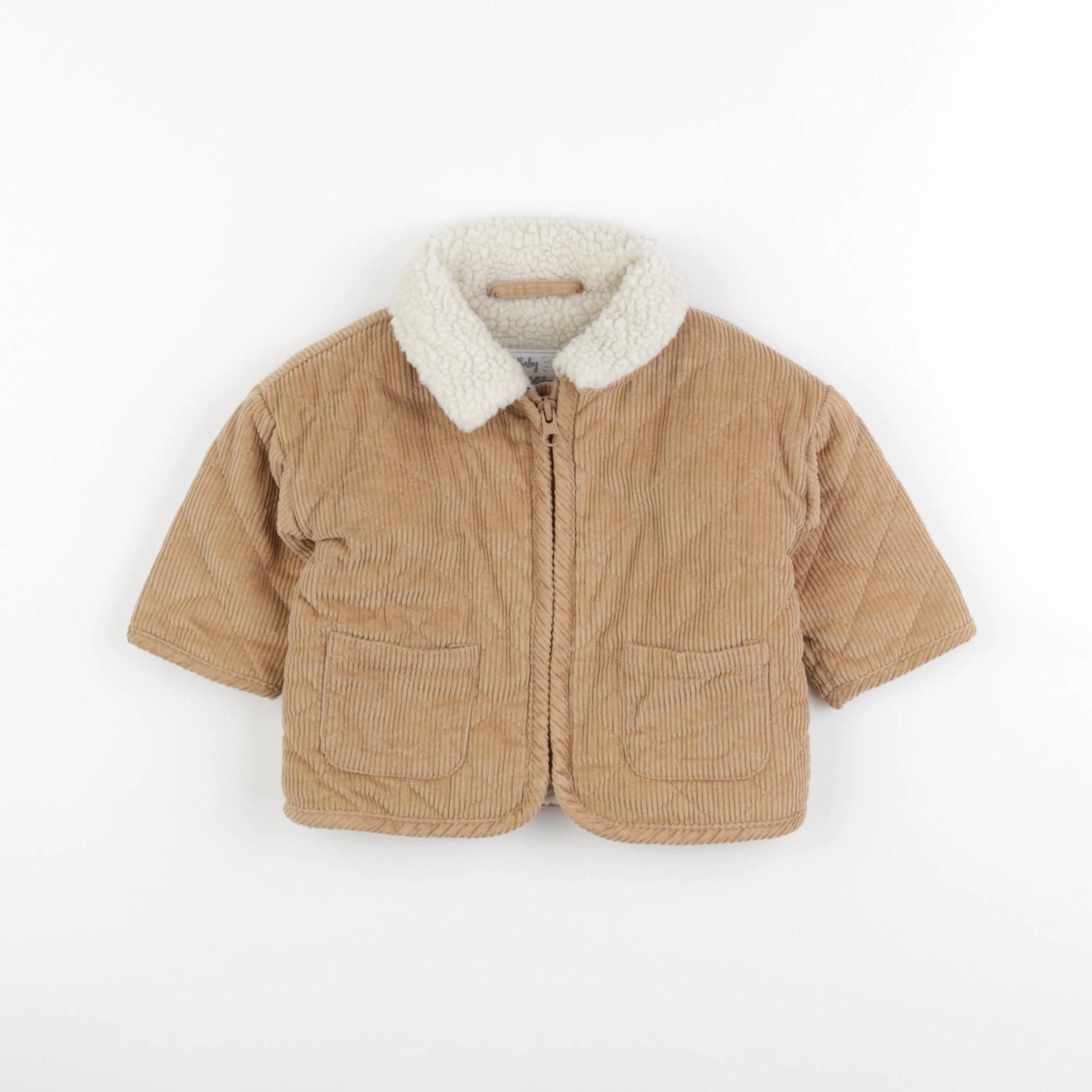 Vertbaudet - veste doublé beige - 6 mois