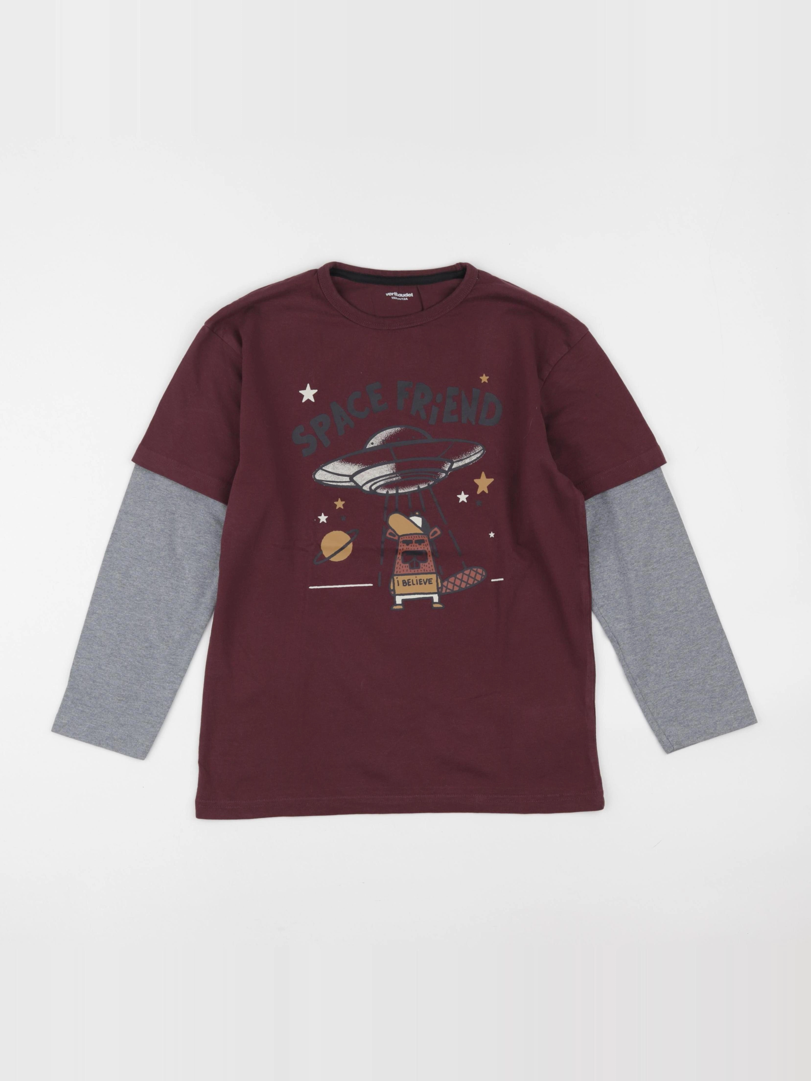 Vertbaudet - tee-shirt marron, gris - 12 ans