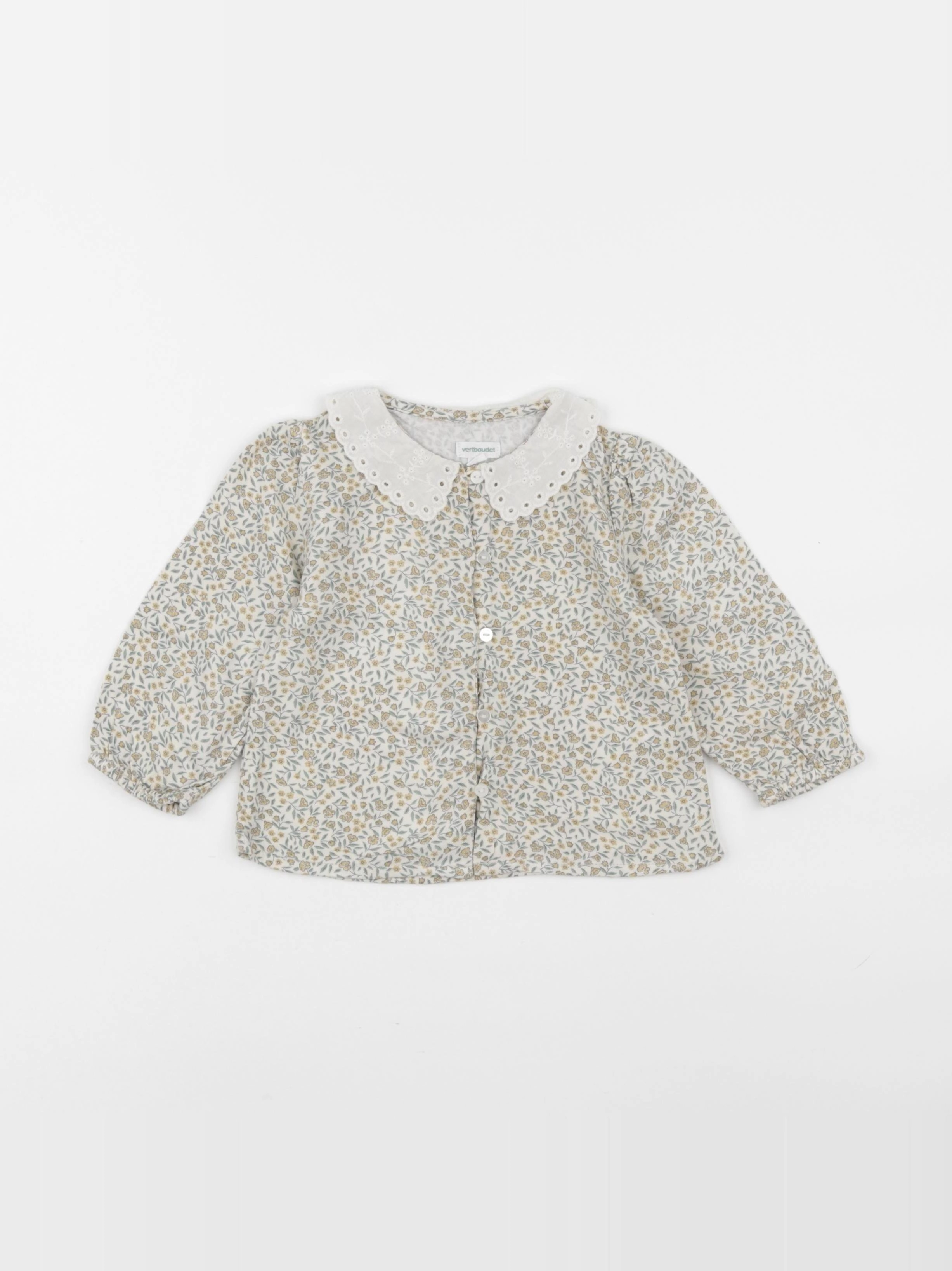 Vertbaudet - blouse jaune, vert - 9 mois