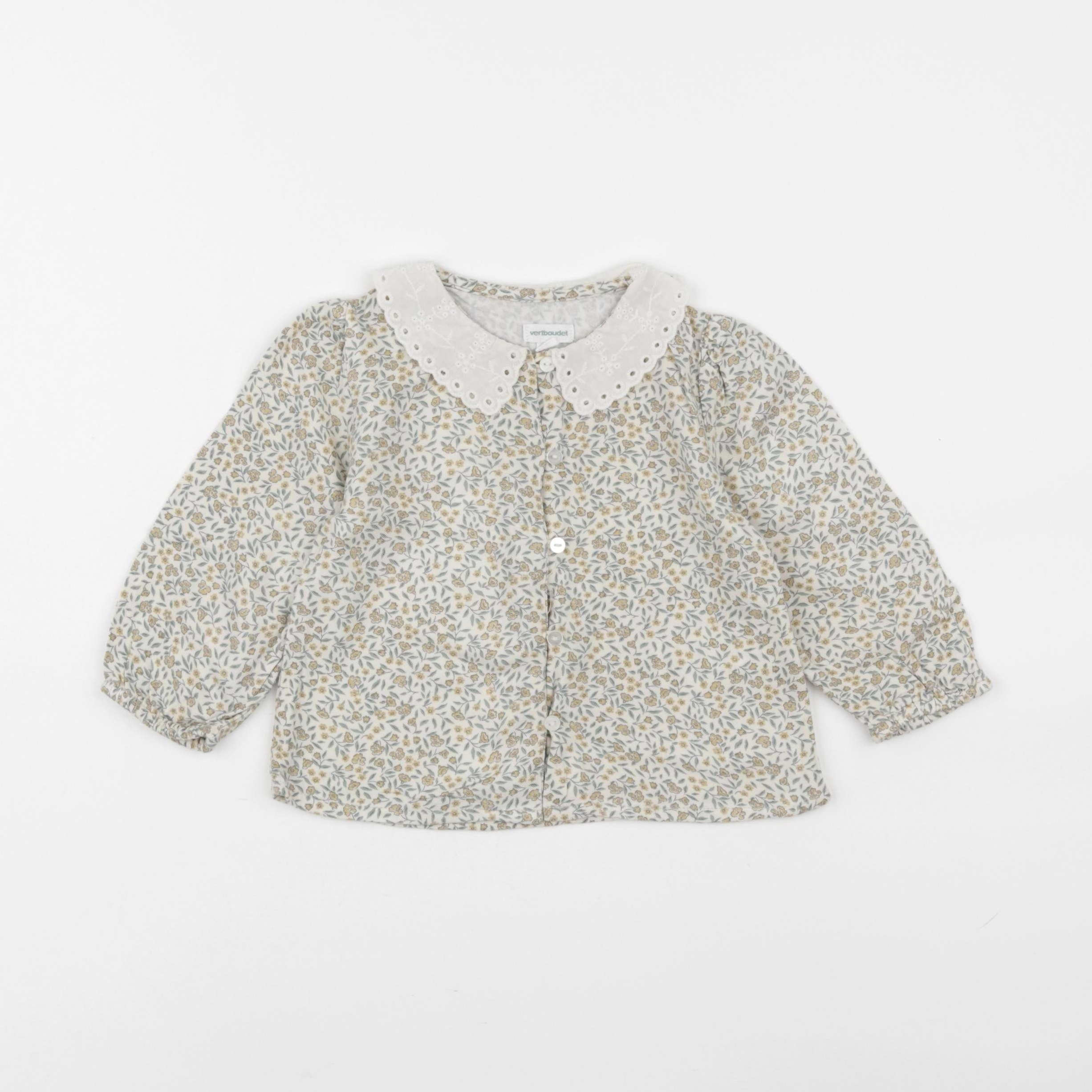 Vertbaudet - blouse jaune, vert - 9 mois