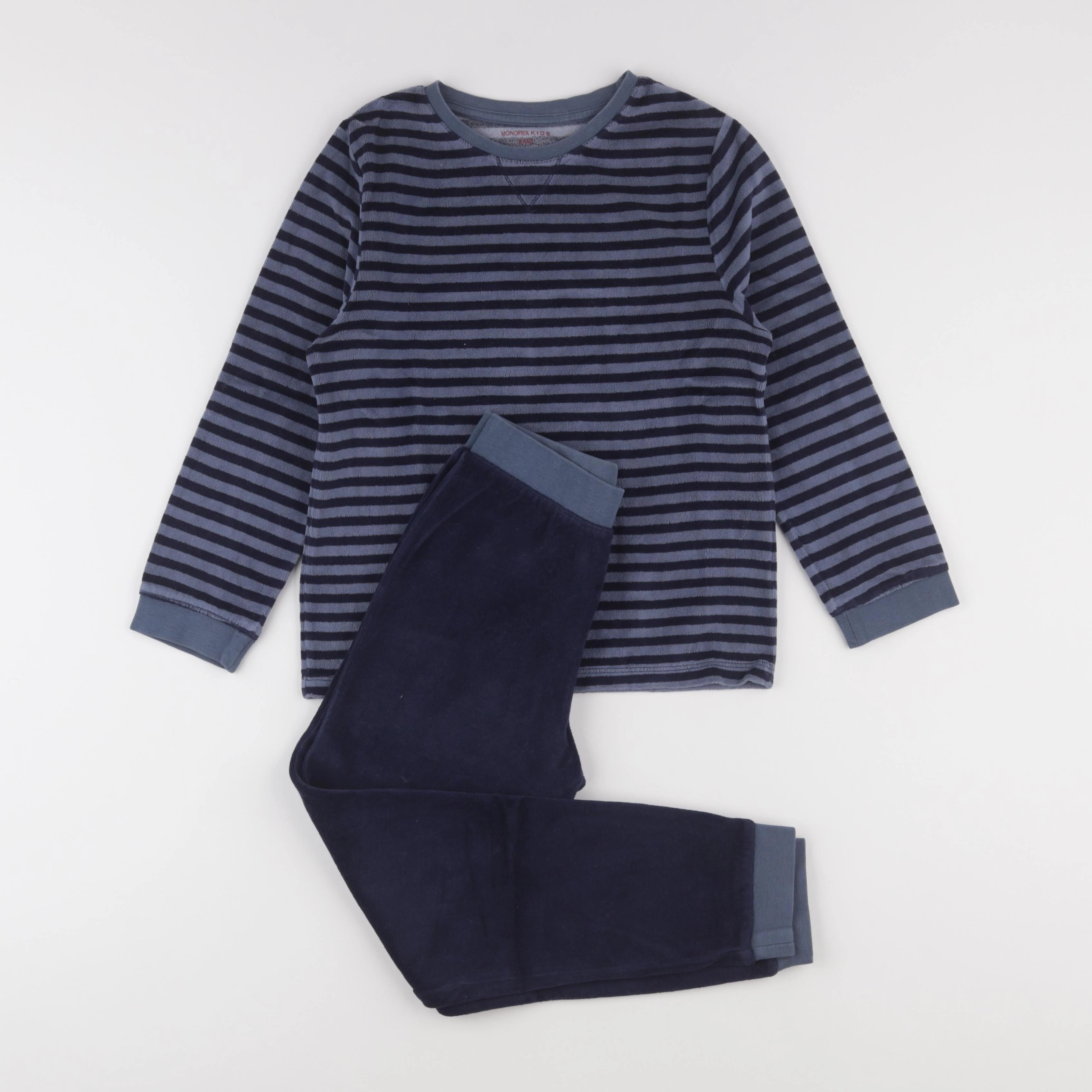 Monoprix - pyjama velours bleu - 8 ans