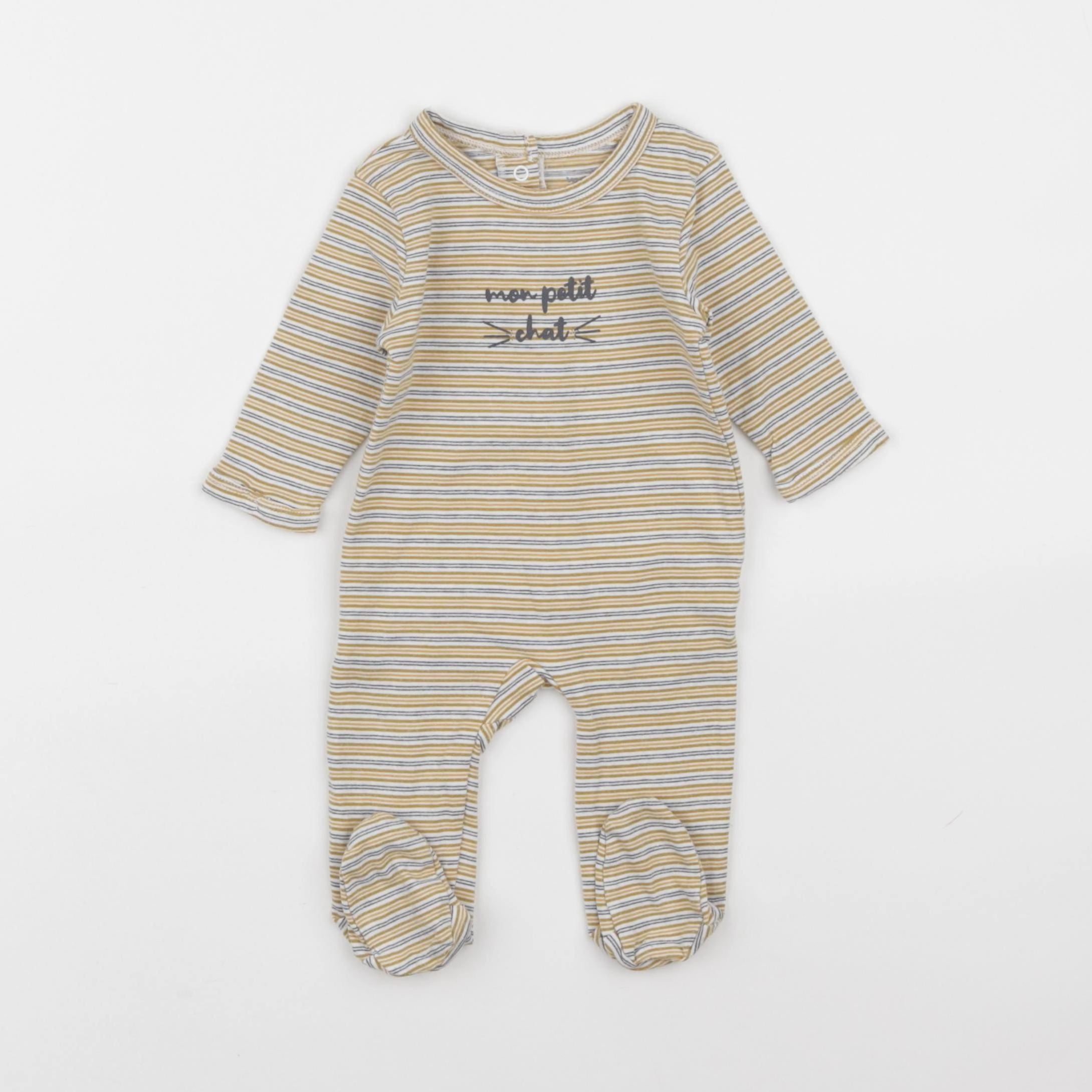 Vertbaudet - pyjama coton blanc, vert - 1 mois