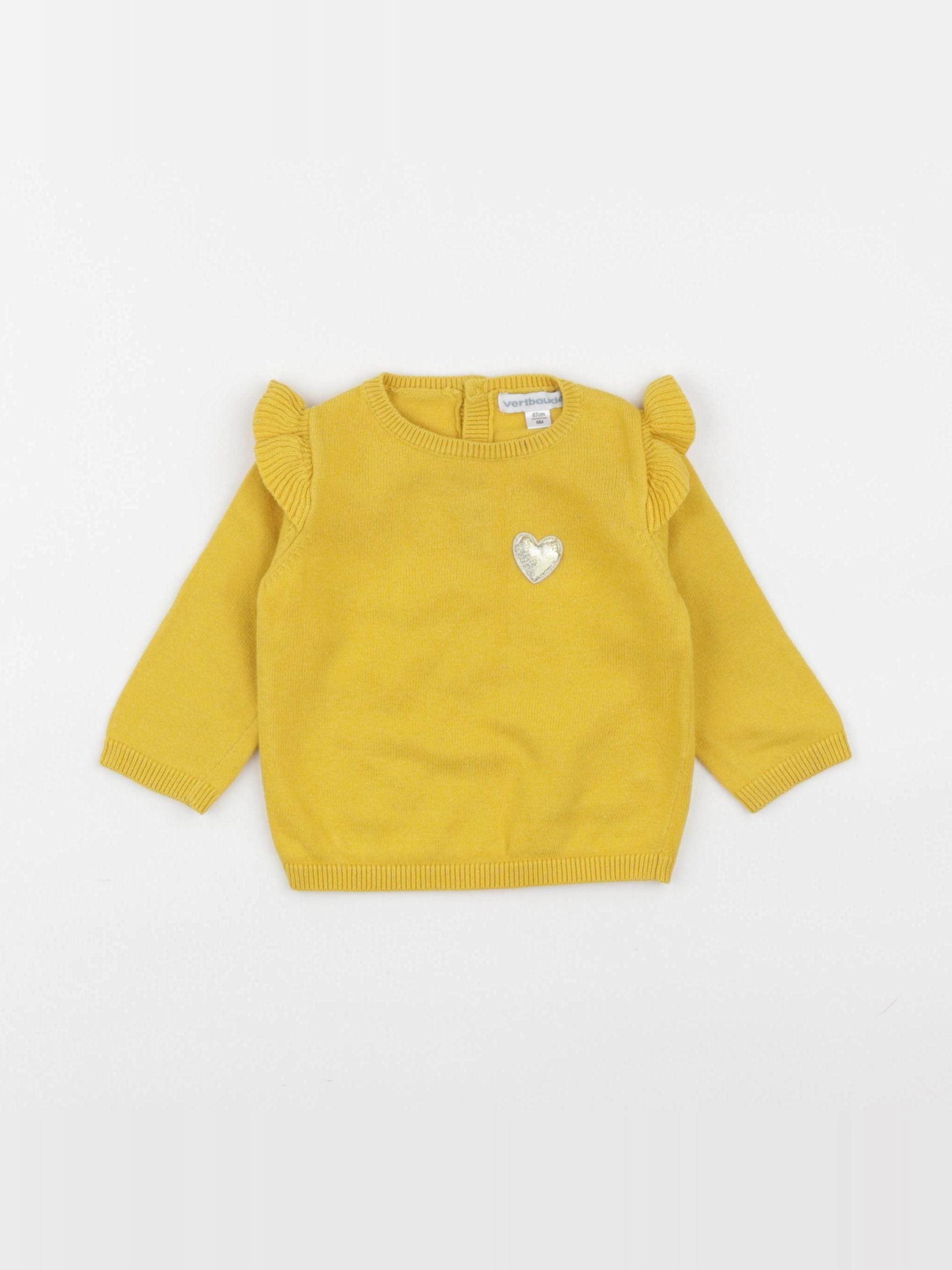 Vertbaudet - pull jaune - 6 mois