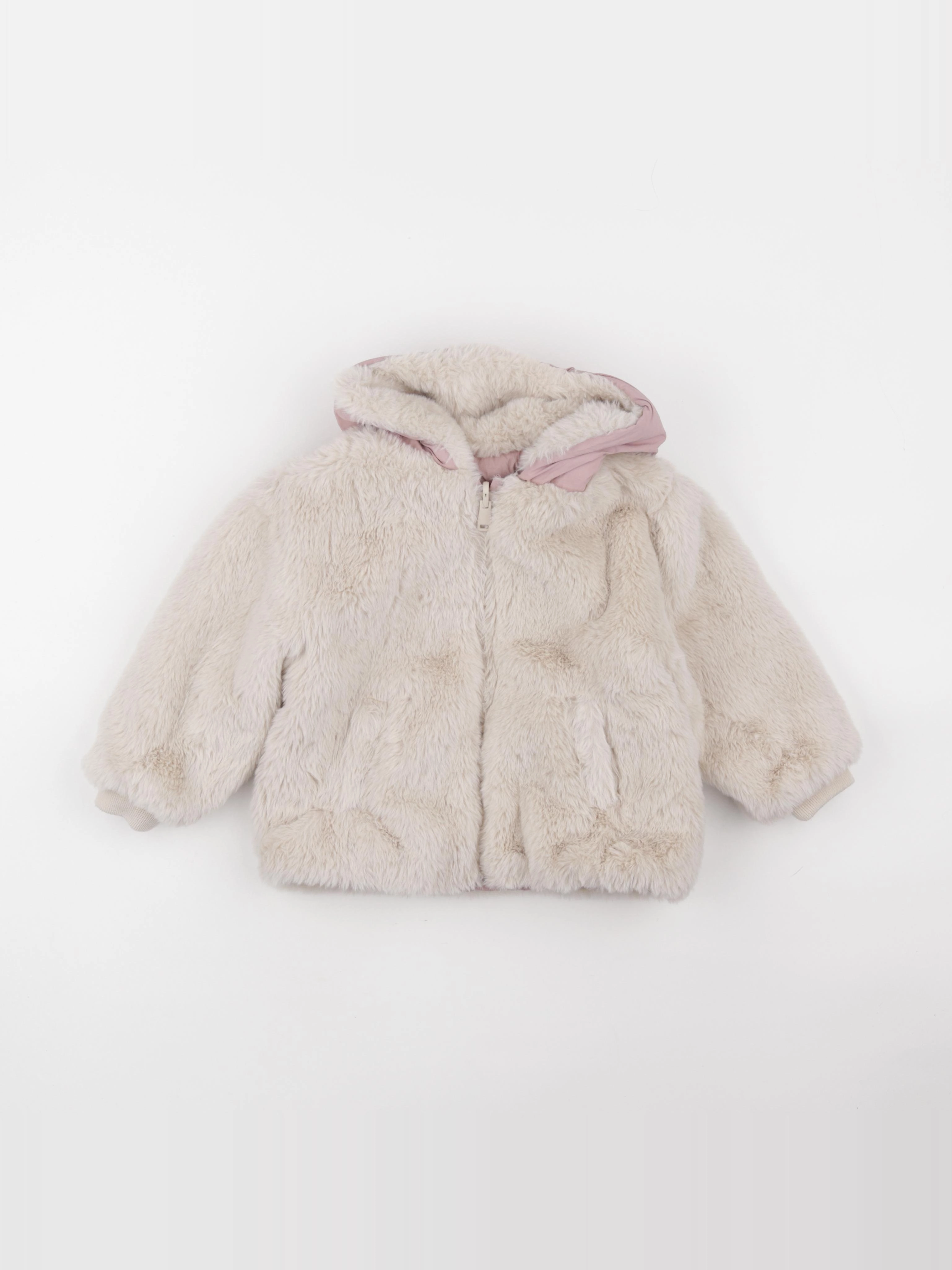 Zara - doudoune réversible blanc, rose - 18/24 mois