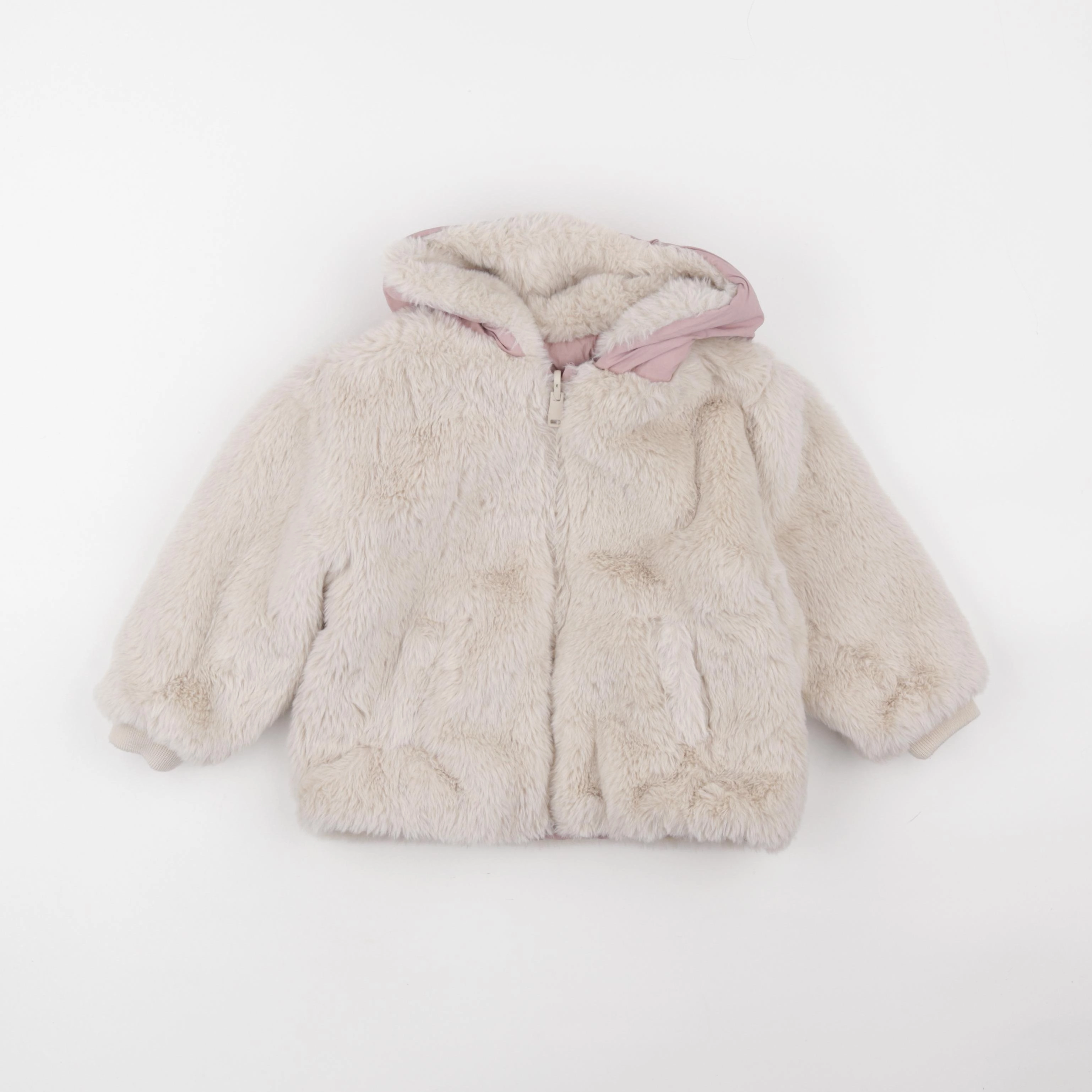 Zara - doudoune réversible blanc, rose - 18/24 mois