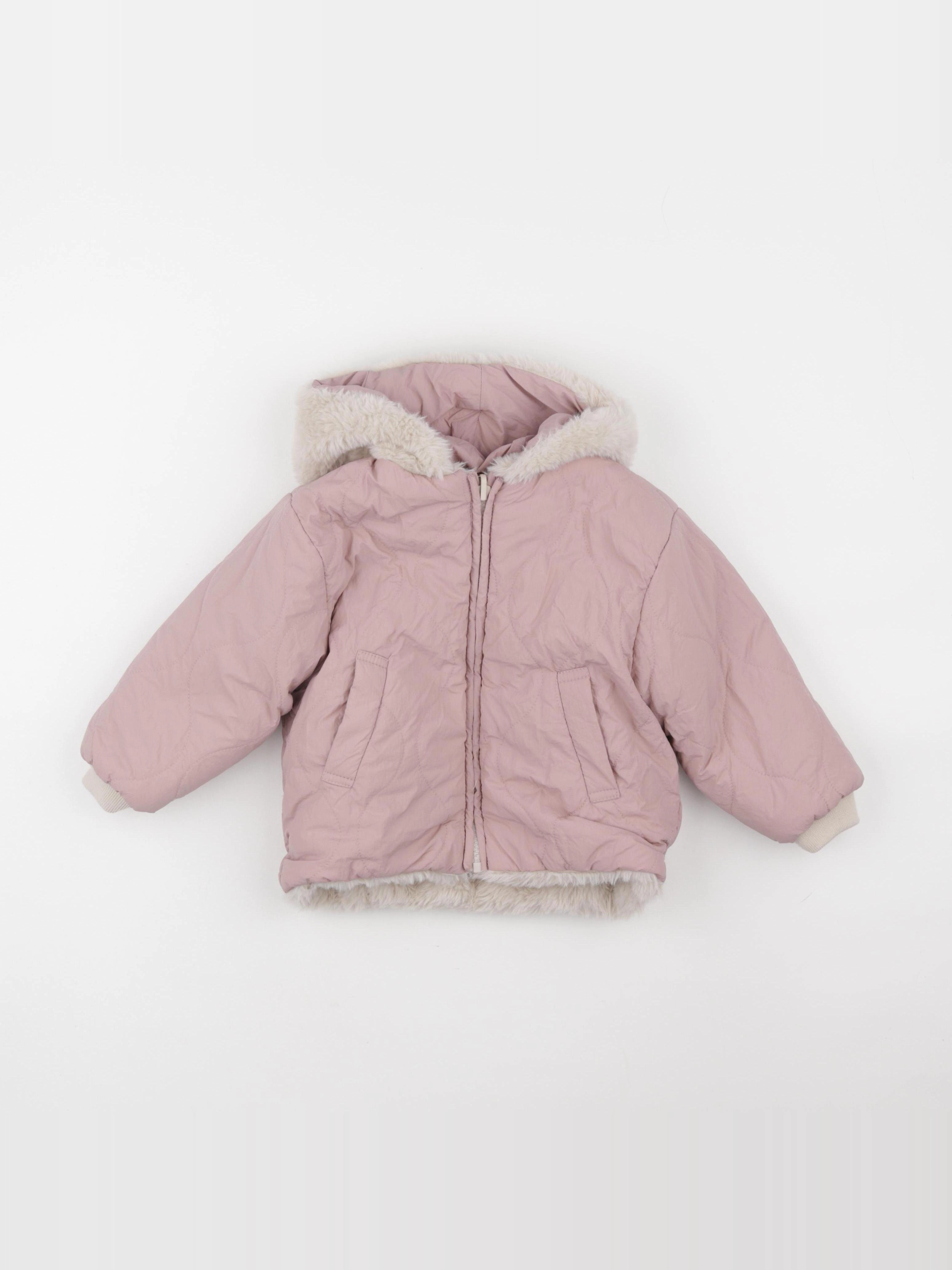 Zara - doudoune réversible blanc, rose - 18/24 mois