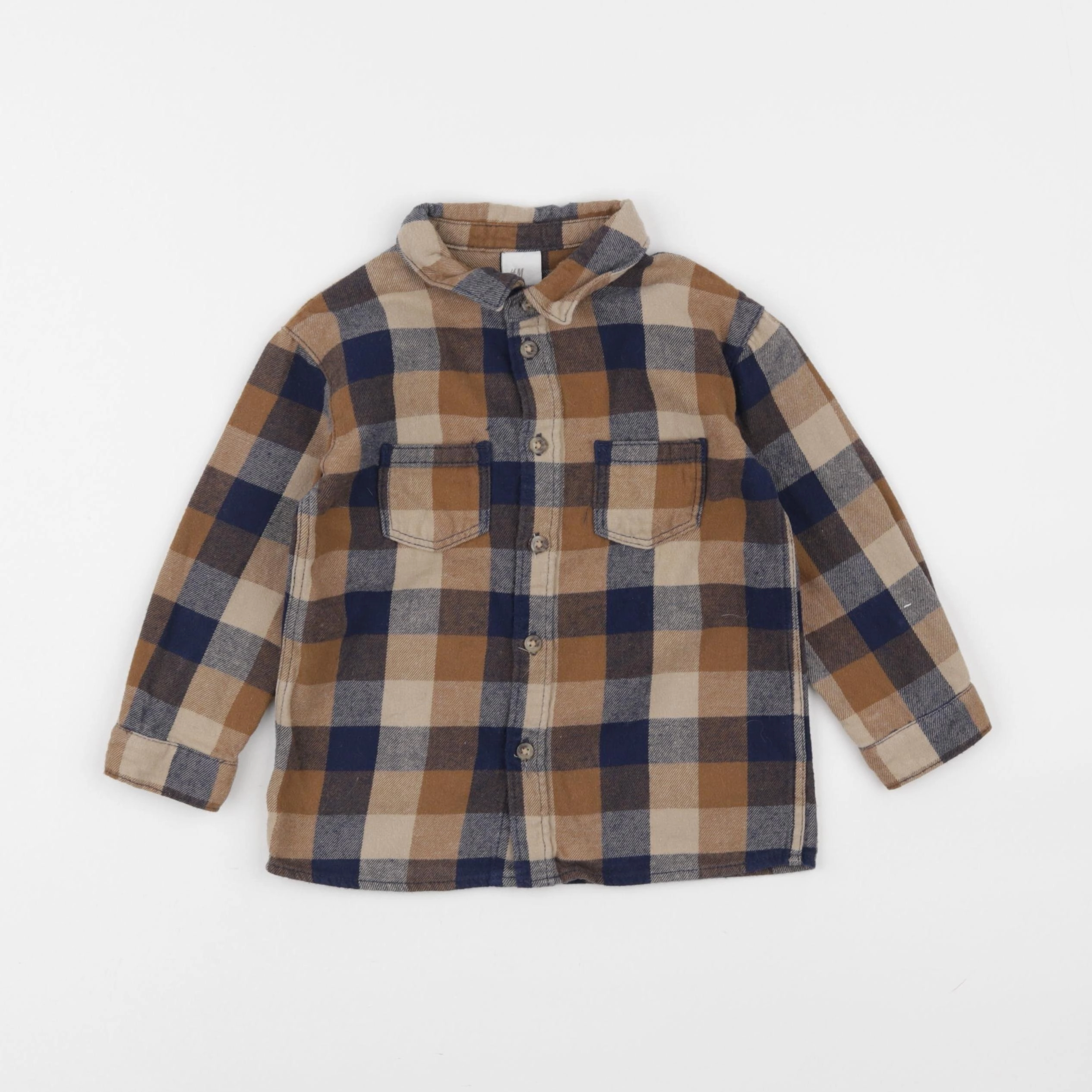 H&M - chemise marron, bleu - 12/18 mois
