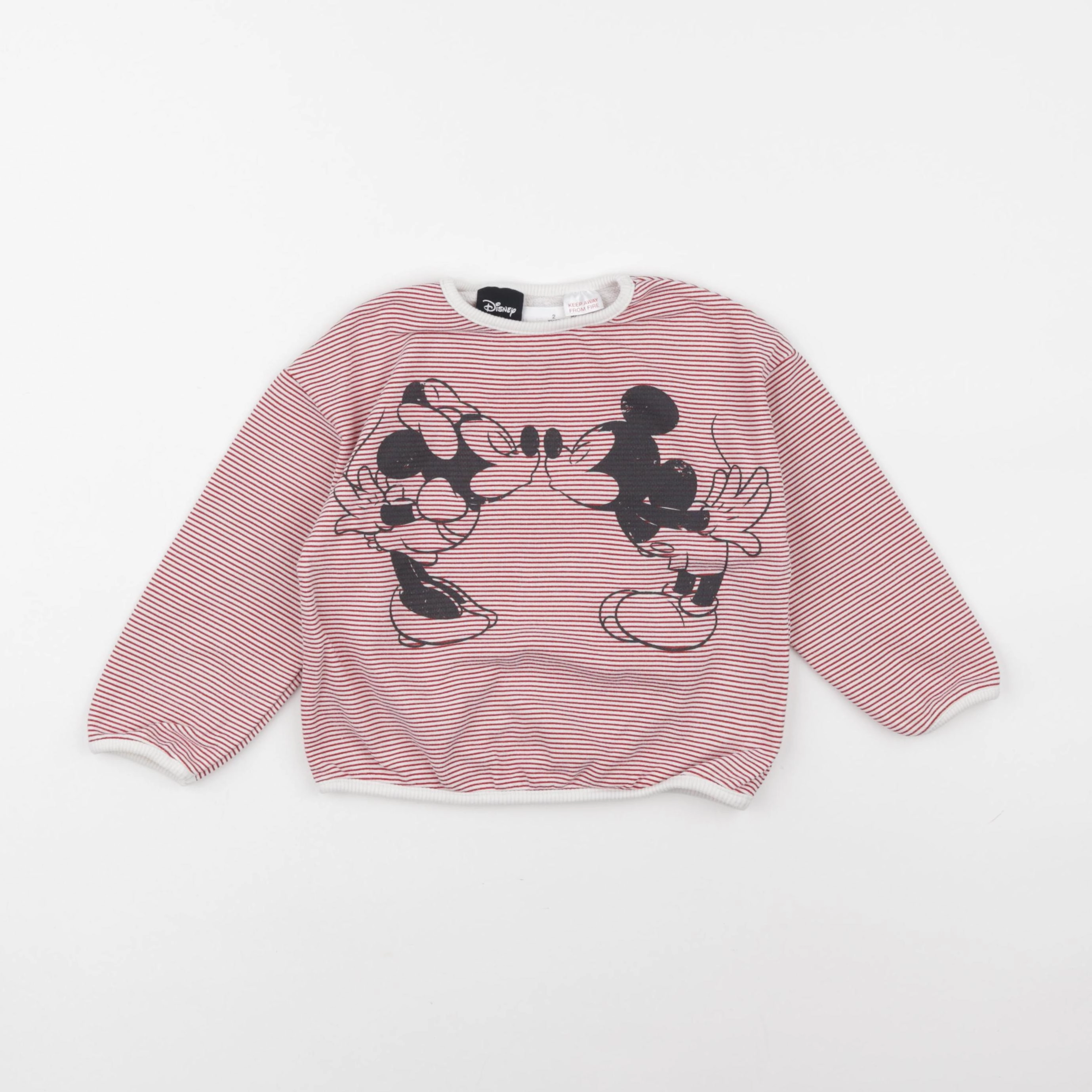 Zara - sweat blanc, rouge - 2 ans
