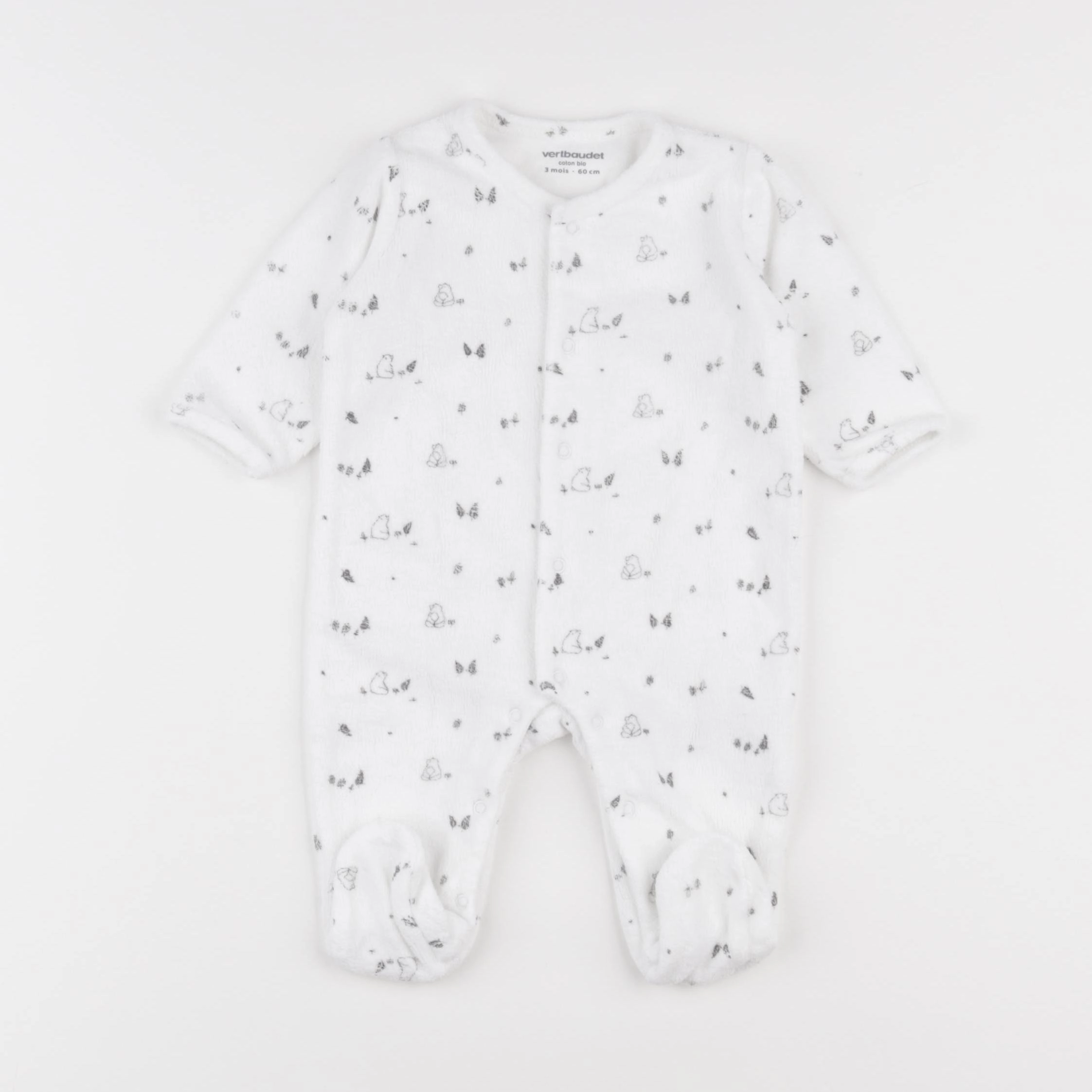 Vertbaudet - pyjama velours multicolore - 3 mois