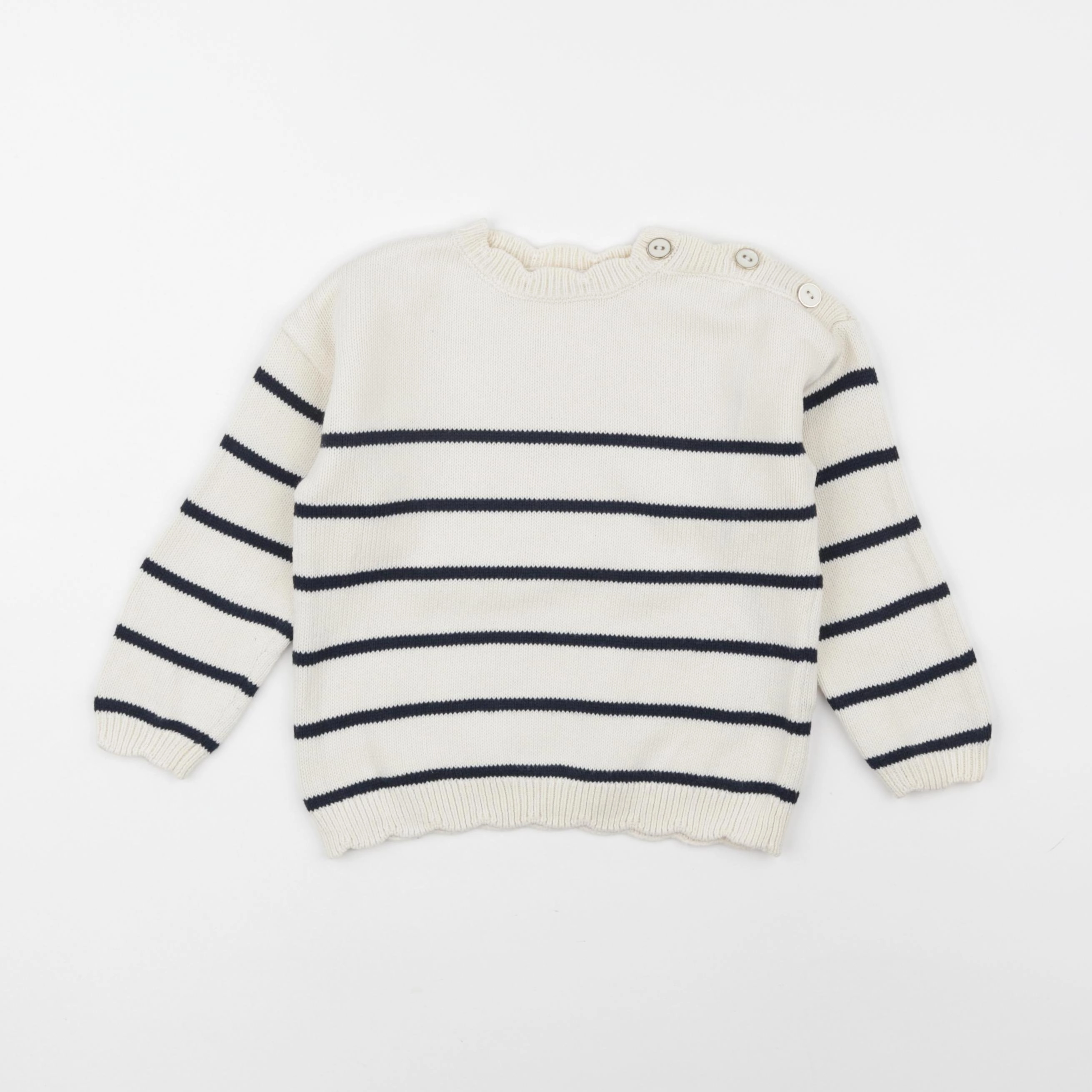 Vertbaudet - pull blanc, bleu - 4 ans