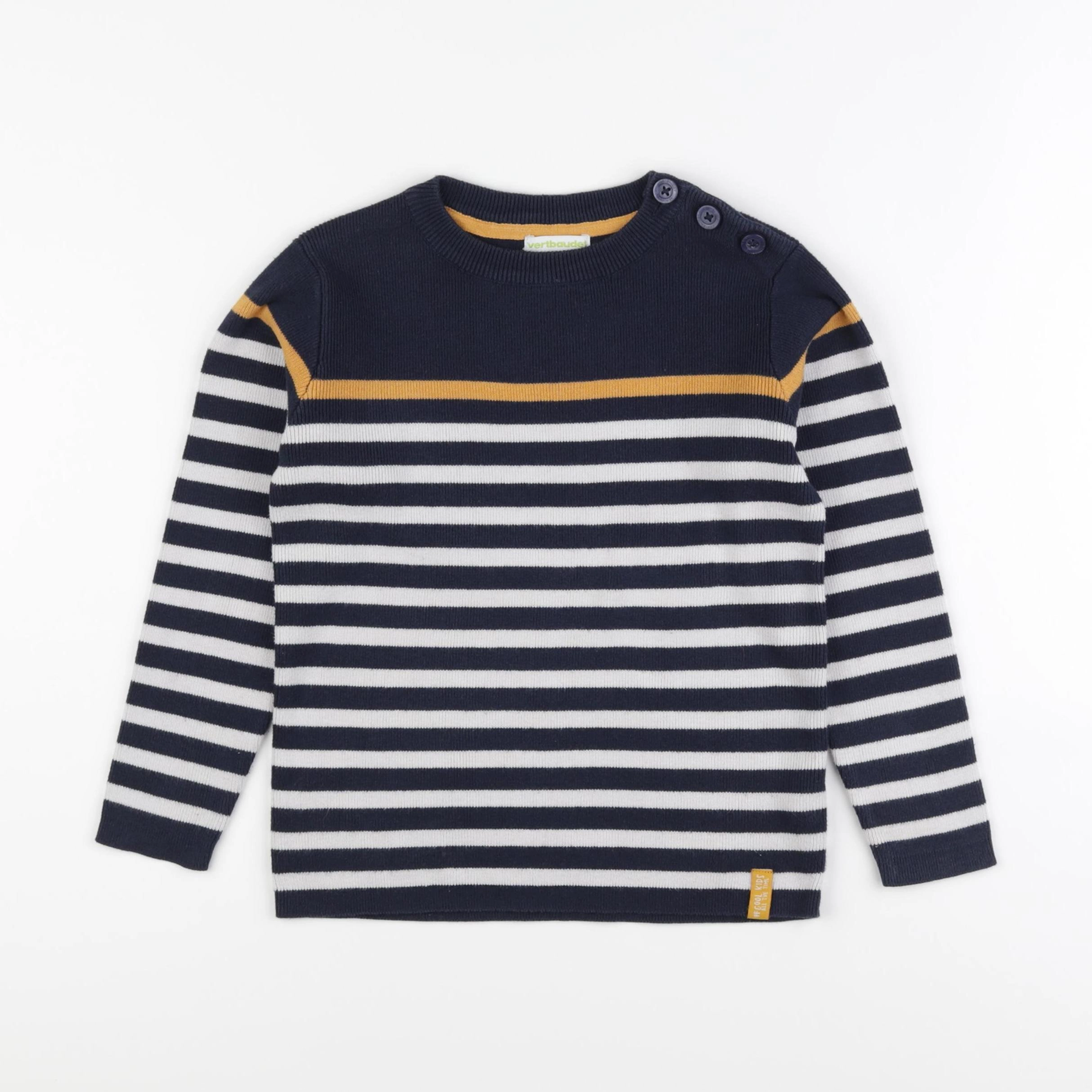 Vertbaudet - pull bleu, blanc - 6 ans
