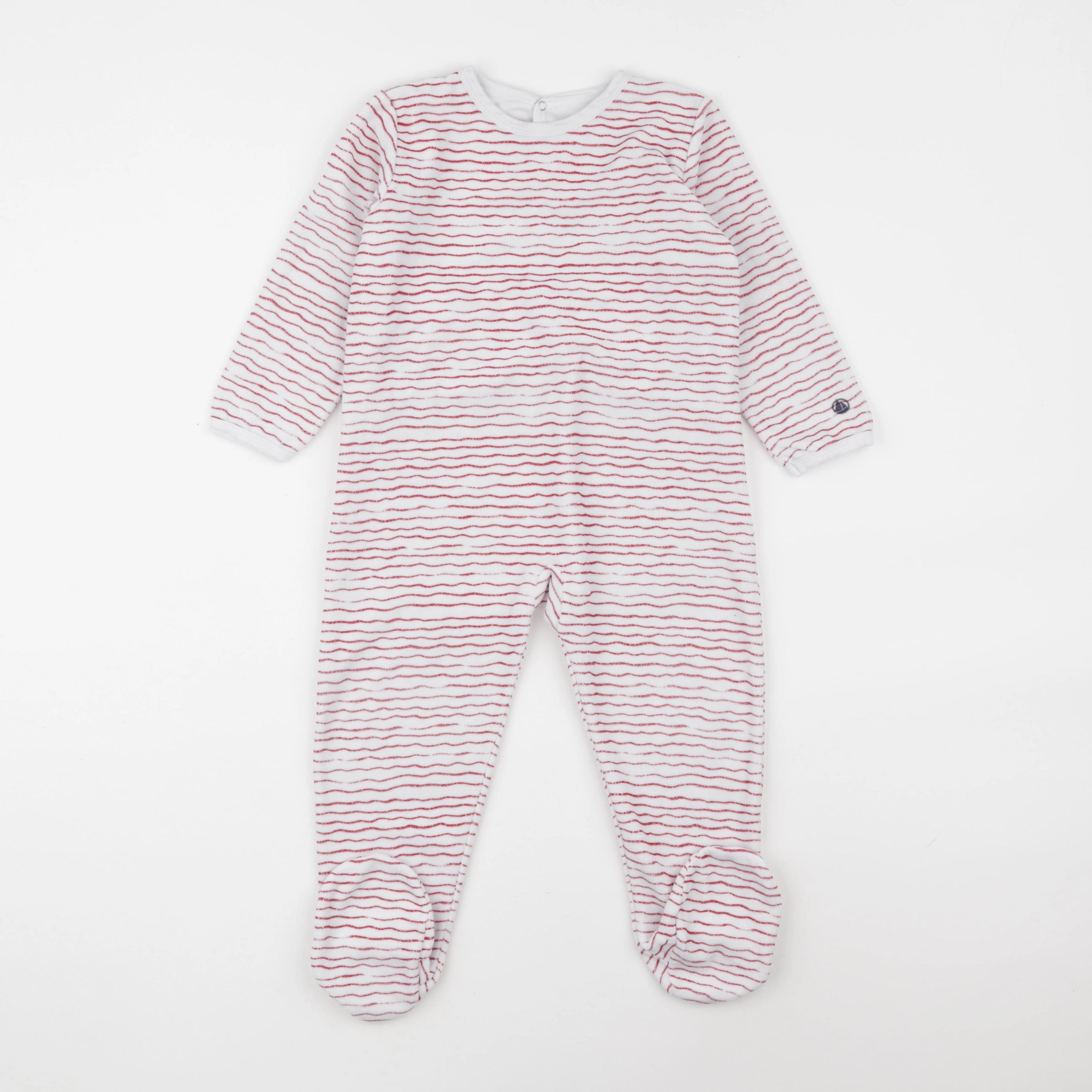 Petit Bateau - pyjama velours blanc, rouge - 36 mois