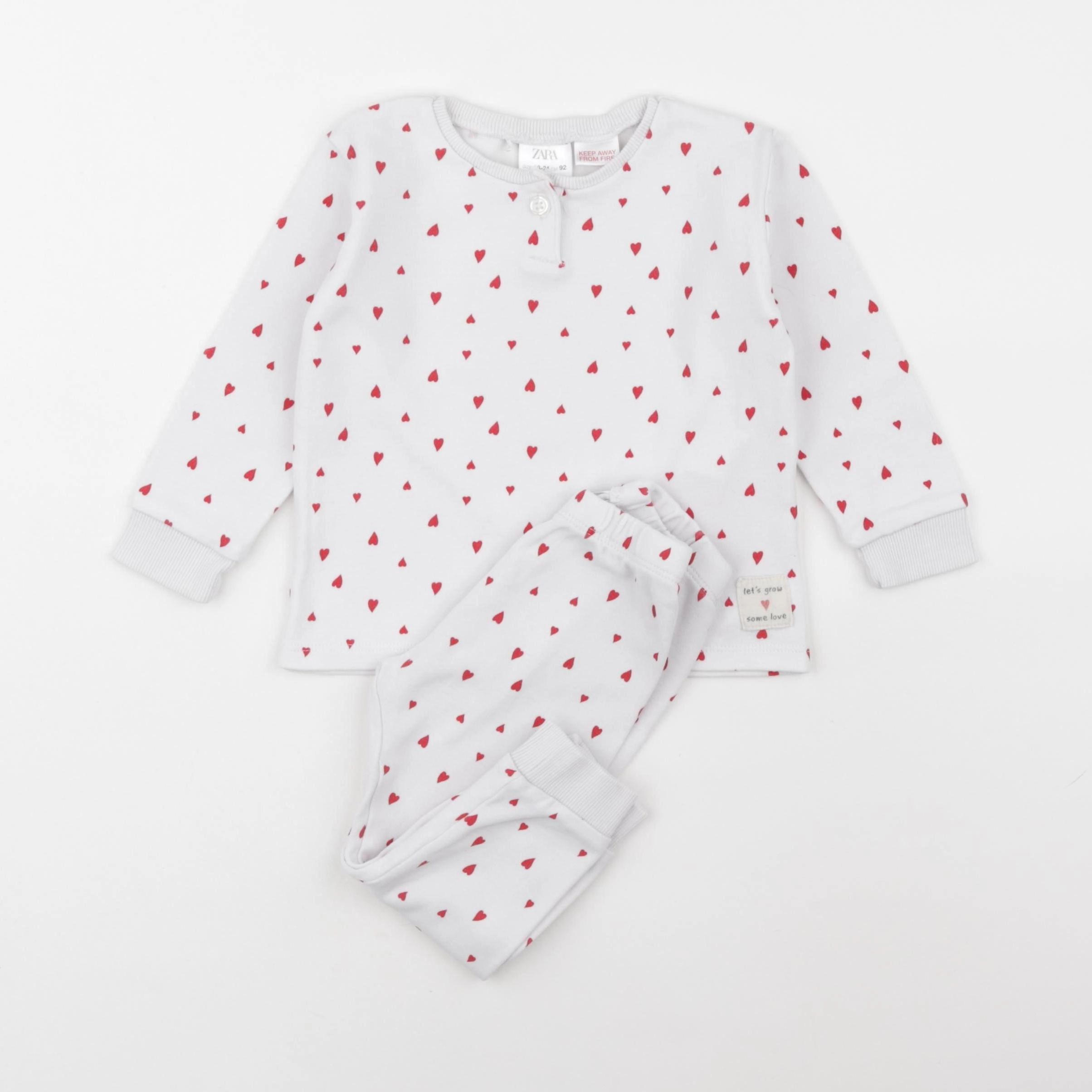 Zara - pyjama coton blanc, rouge - 18/24 mois