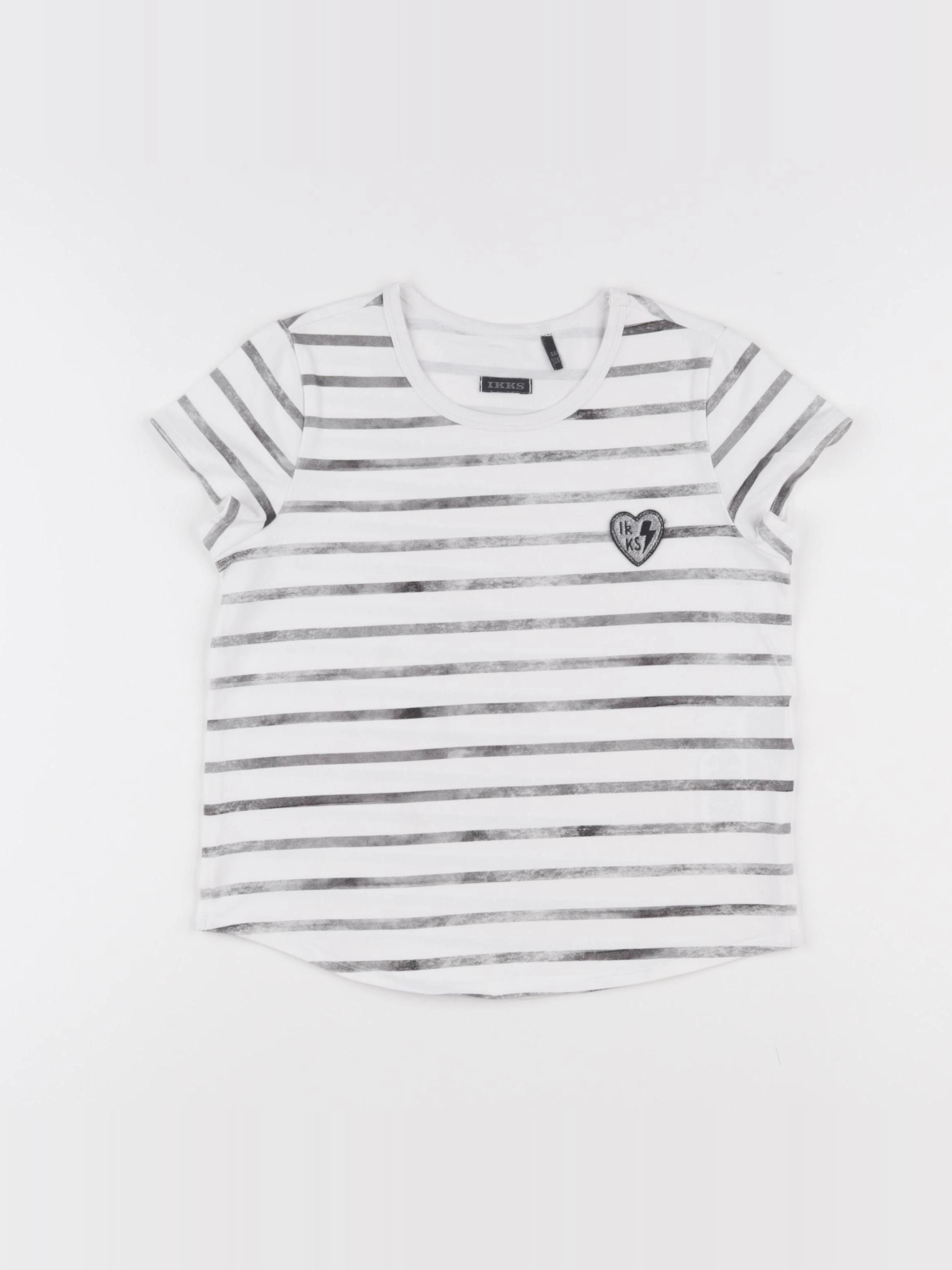 IKKS - tee-shirt blanc, gris - 8 ans