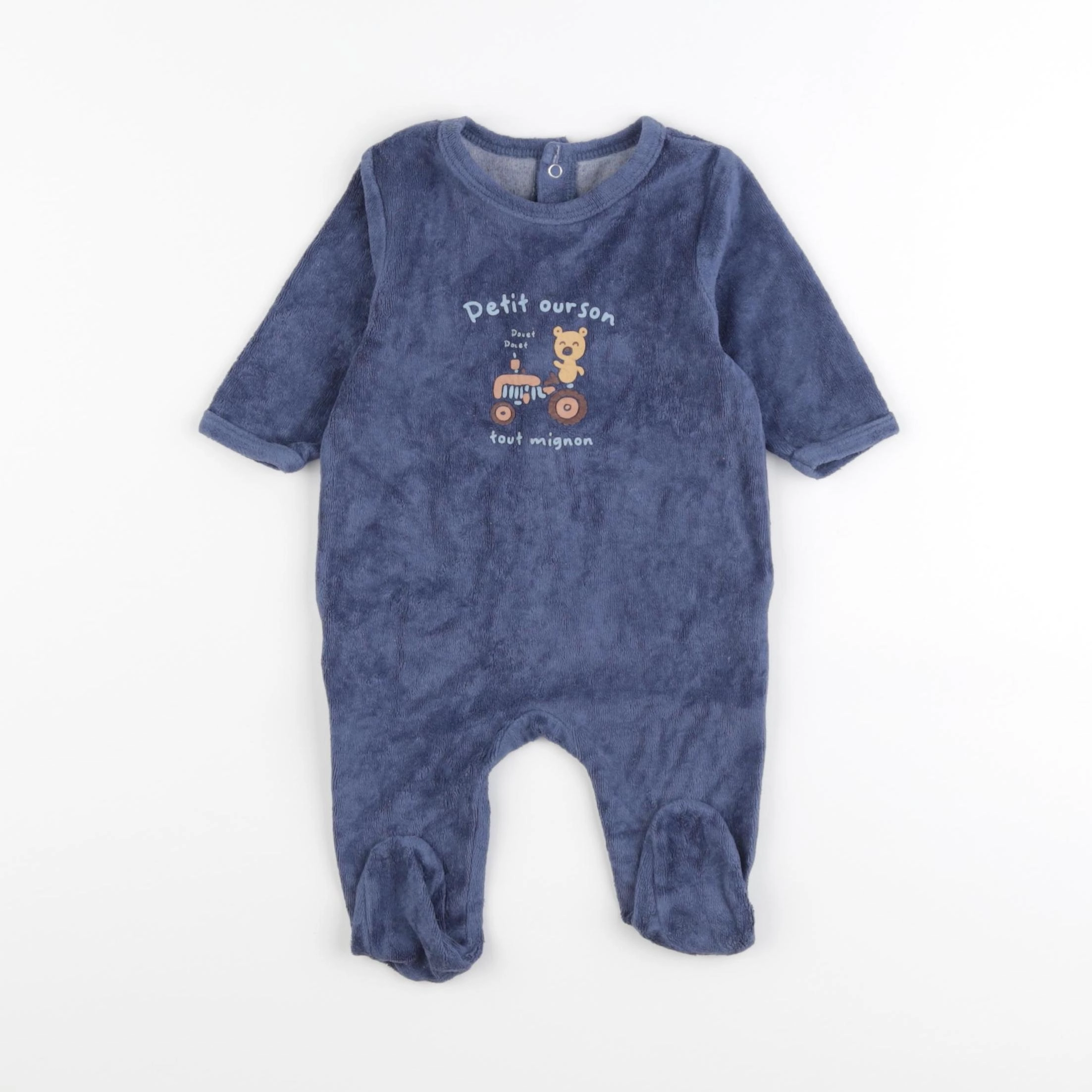 Vertbaudet - pyjama velours bleu - 3 mois