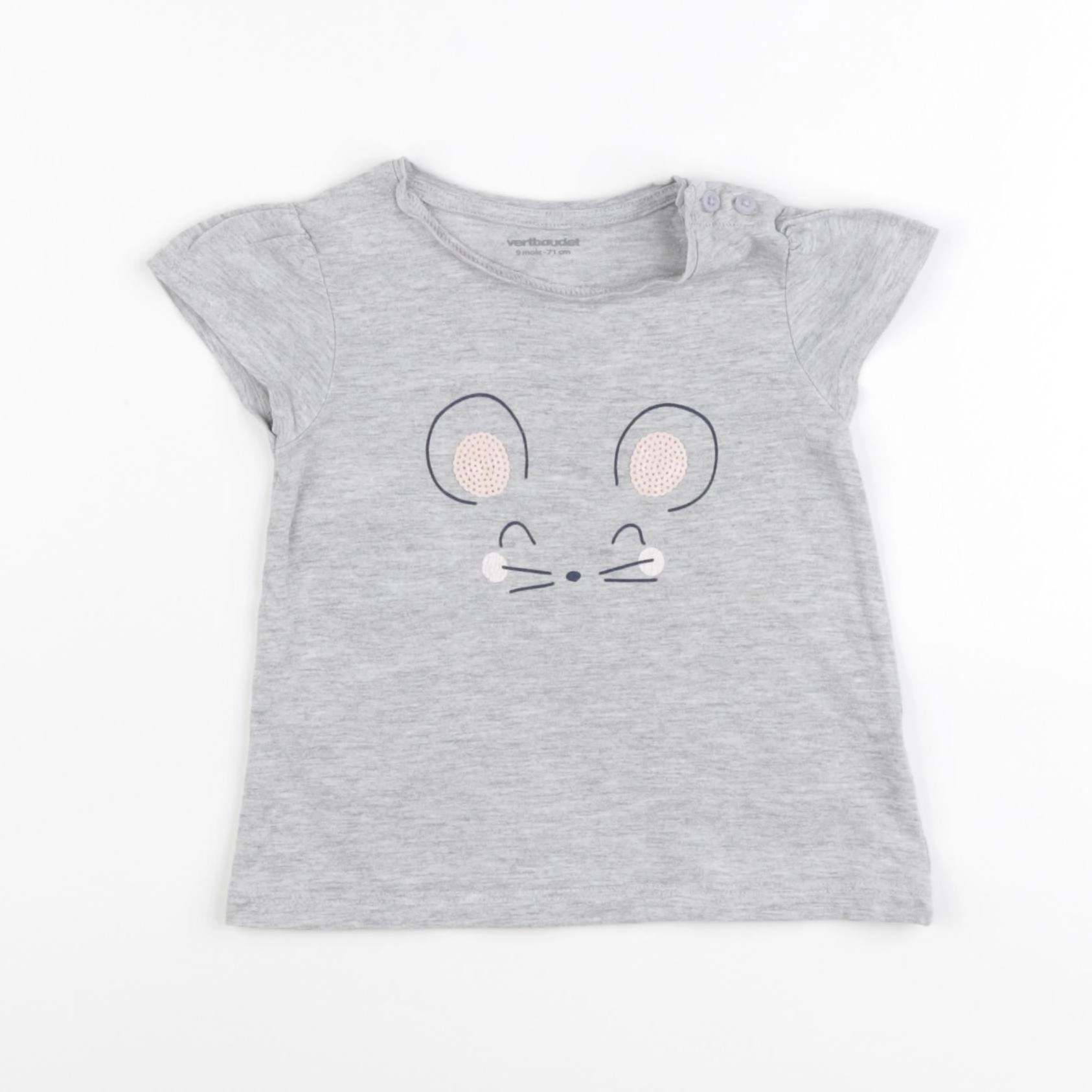 Vertbaudet - tee-shirt gris - 9 mois