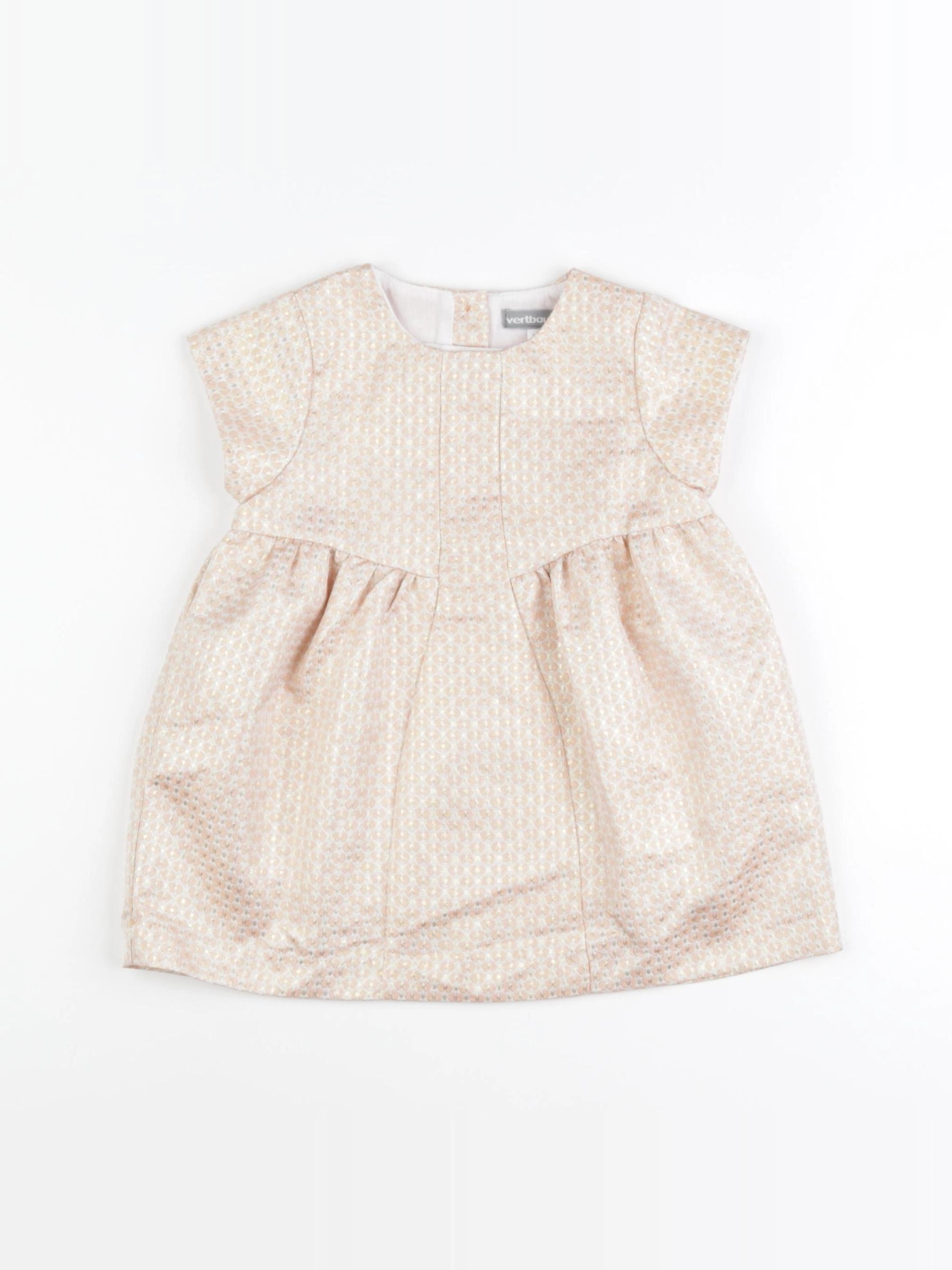 Vertbaudet - robe rose, or - 18 mois