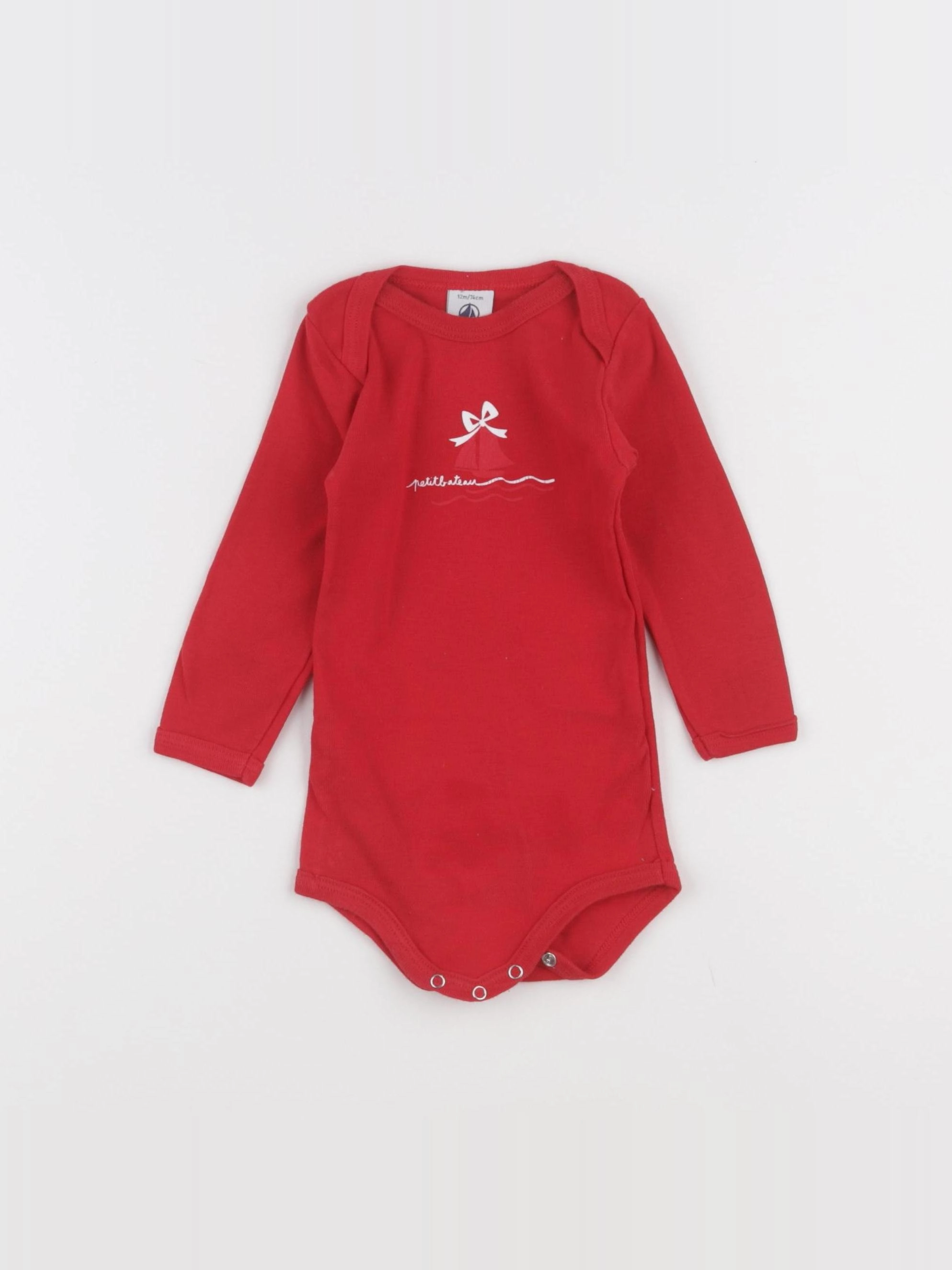 Petit Bateau - body rouge - 12 mois