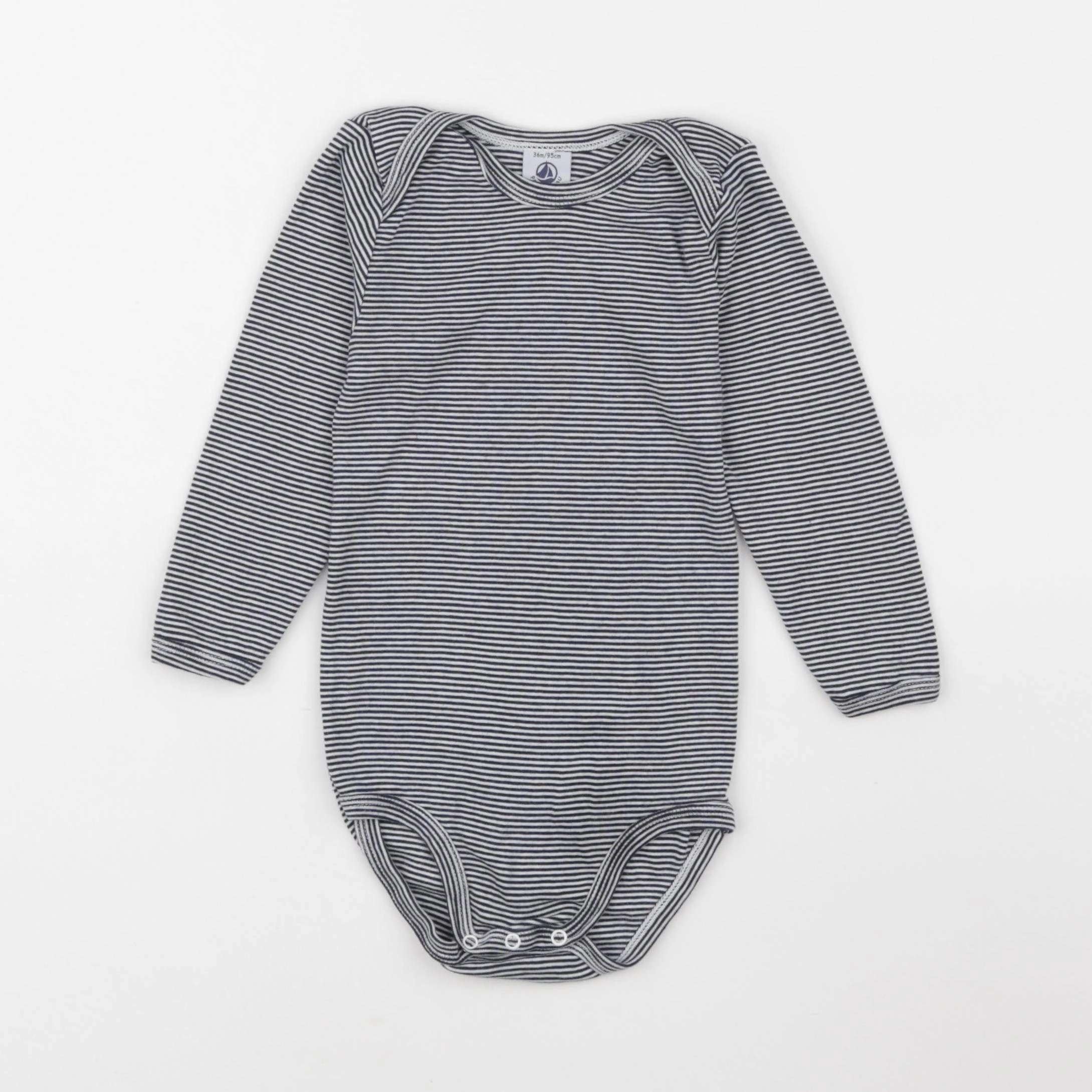 Petit Bateau - body blanc, bleu - 36 mois