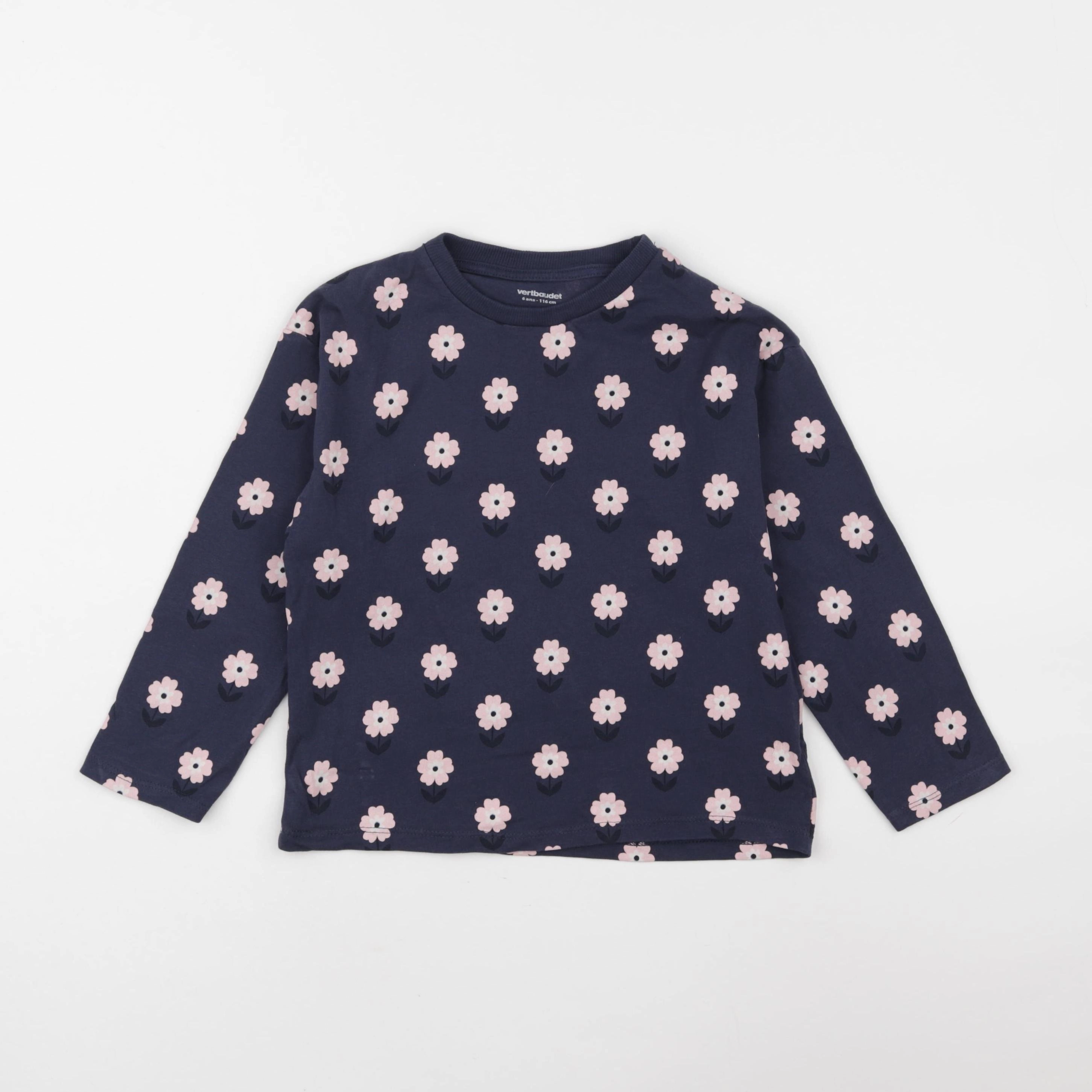 Vertbaudet - tee-shirt bleu, rose - 6 ans
