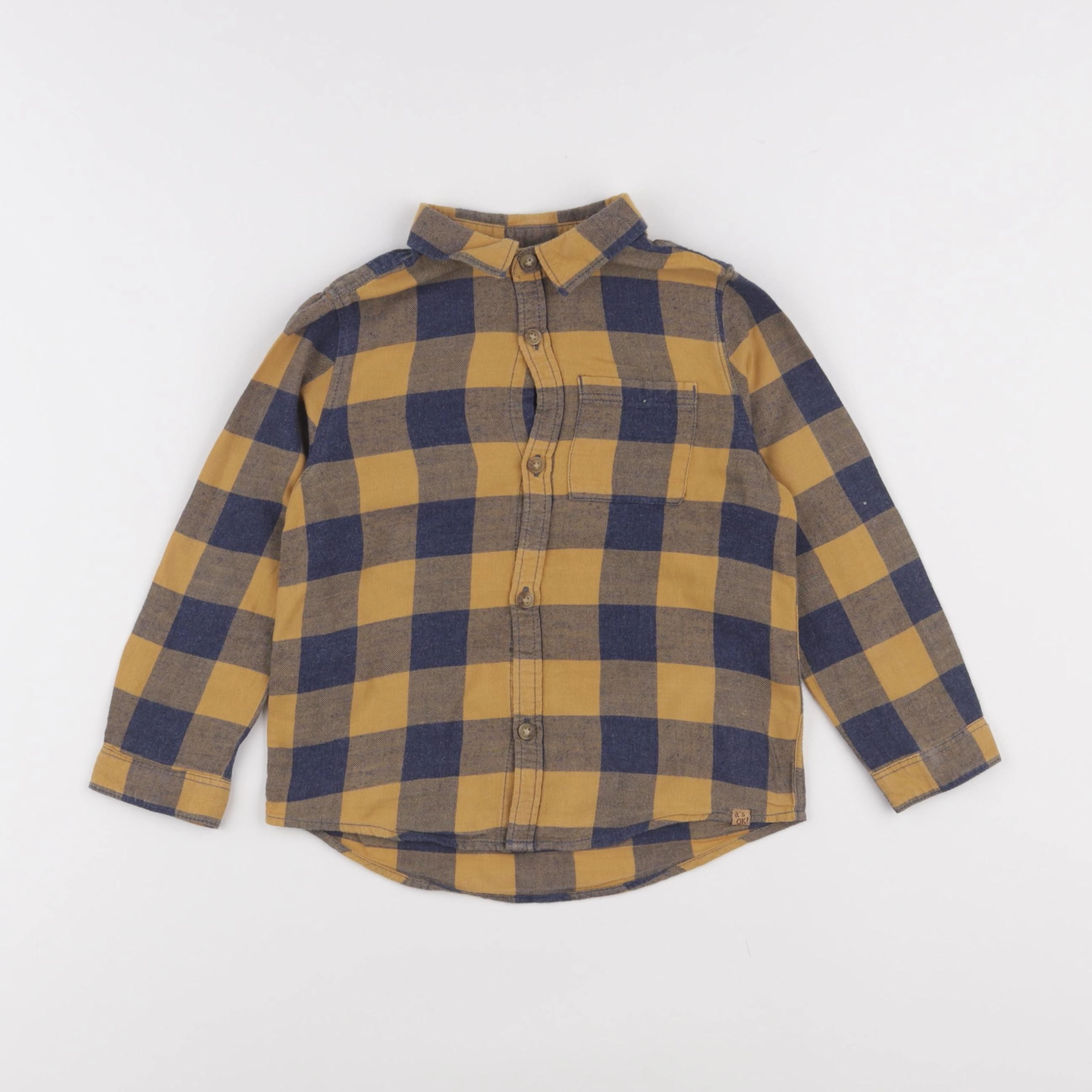 Zara - chemise jaune, bleu - 3/4 ans