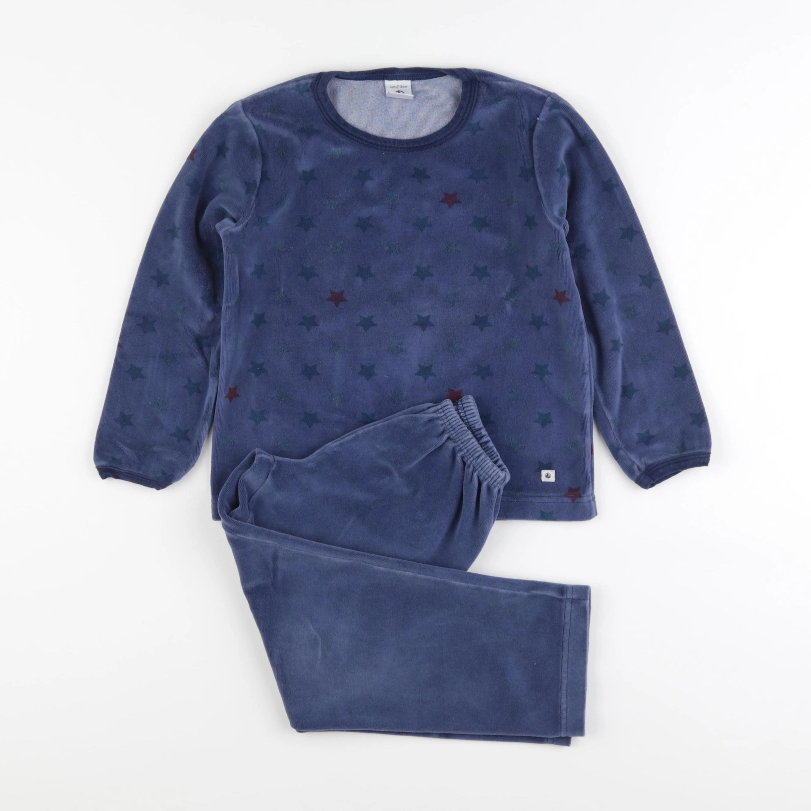 Petit Bateau - pyjama velours bleu - 6 ans