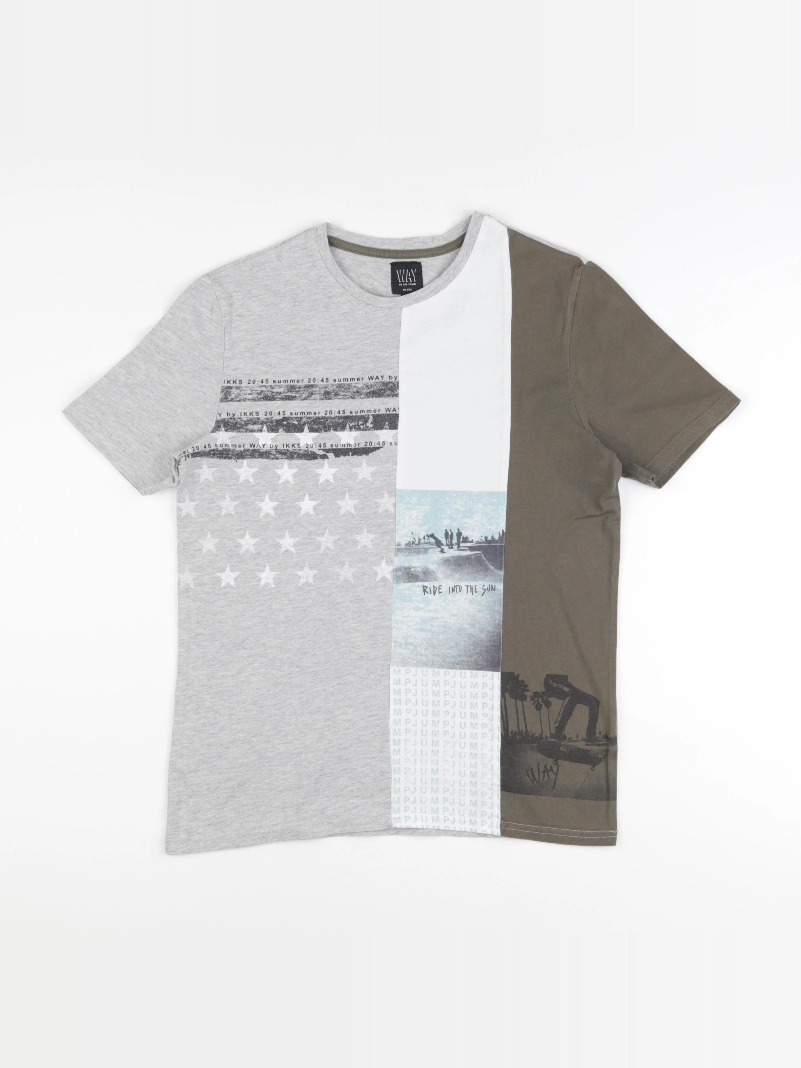 IKKS - tee-shirt blanc, gris - 14 ans