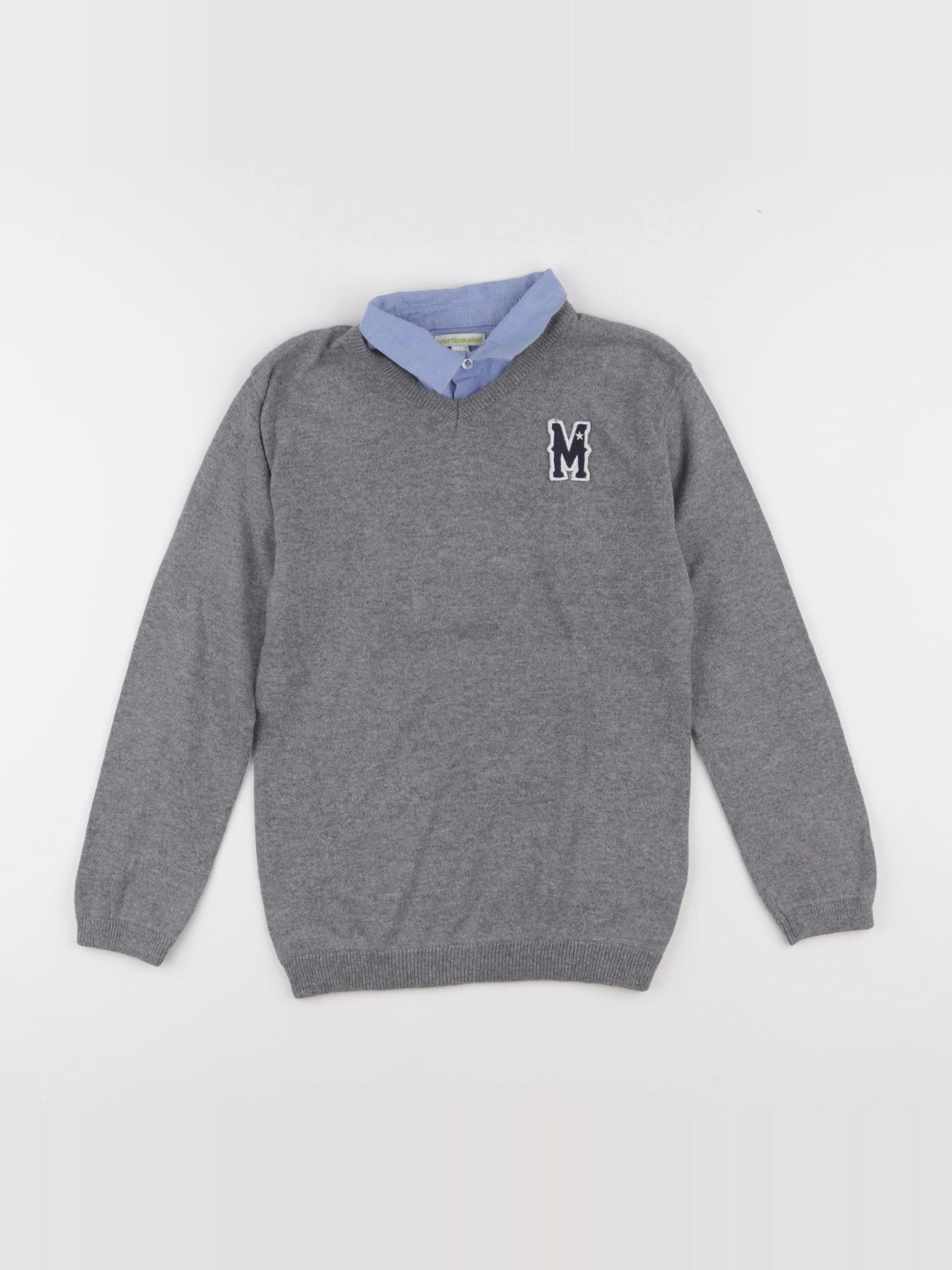 Vertbaudet - pull gris - 10 ans
