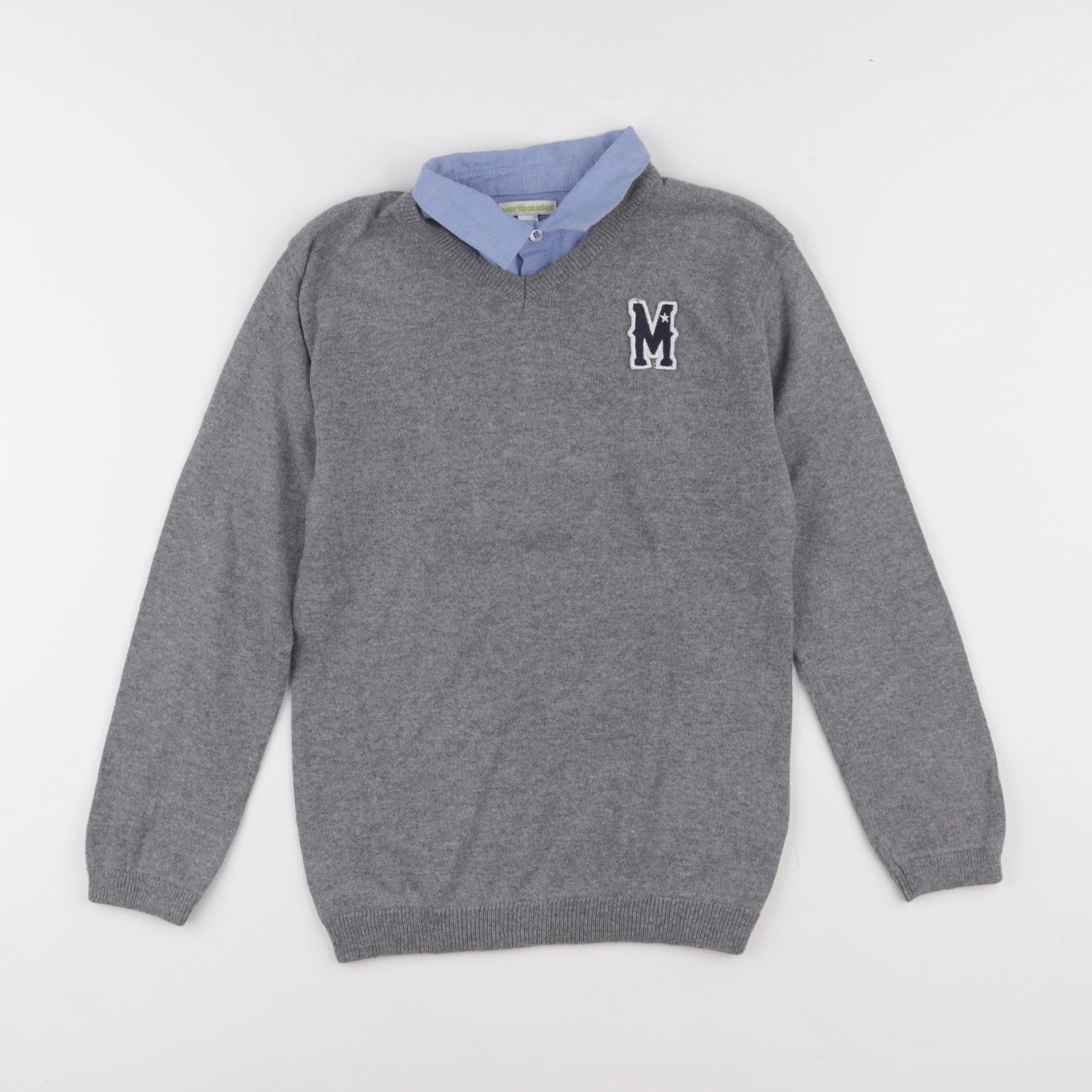 Vertbaudet - pull gris - 10 ans