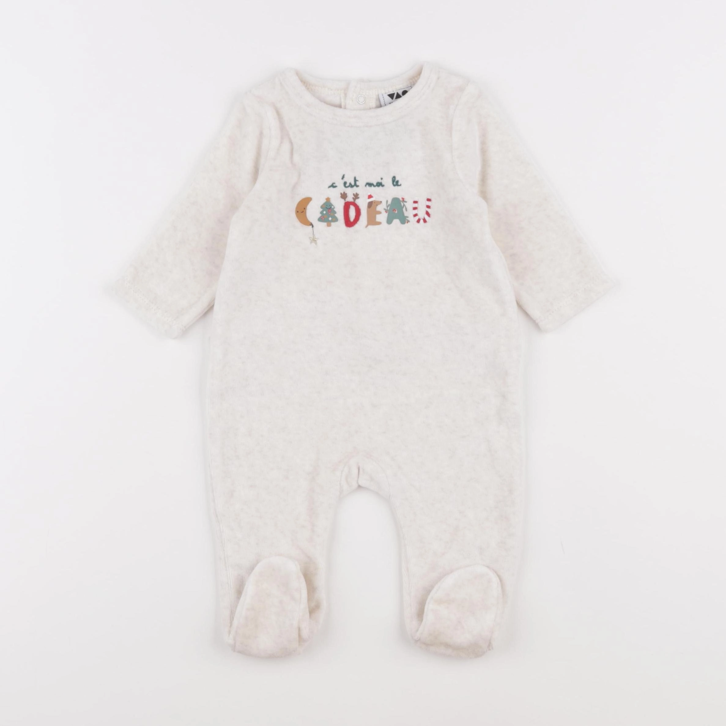 Tape à l'oeil - pyjama velours beige - 3 mois
