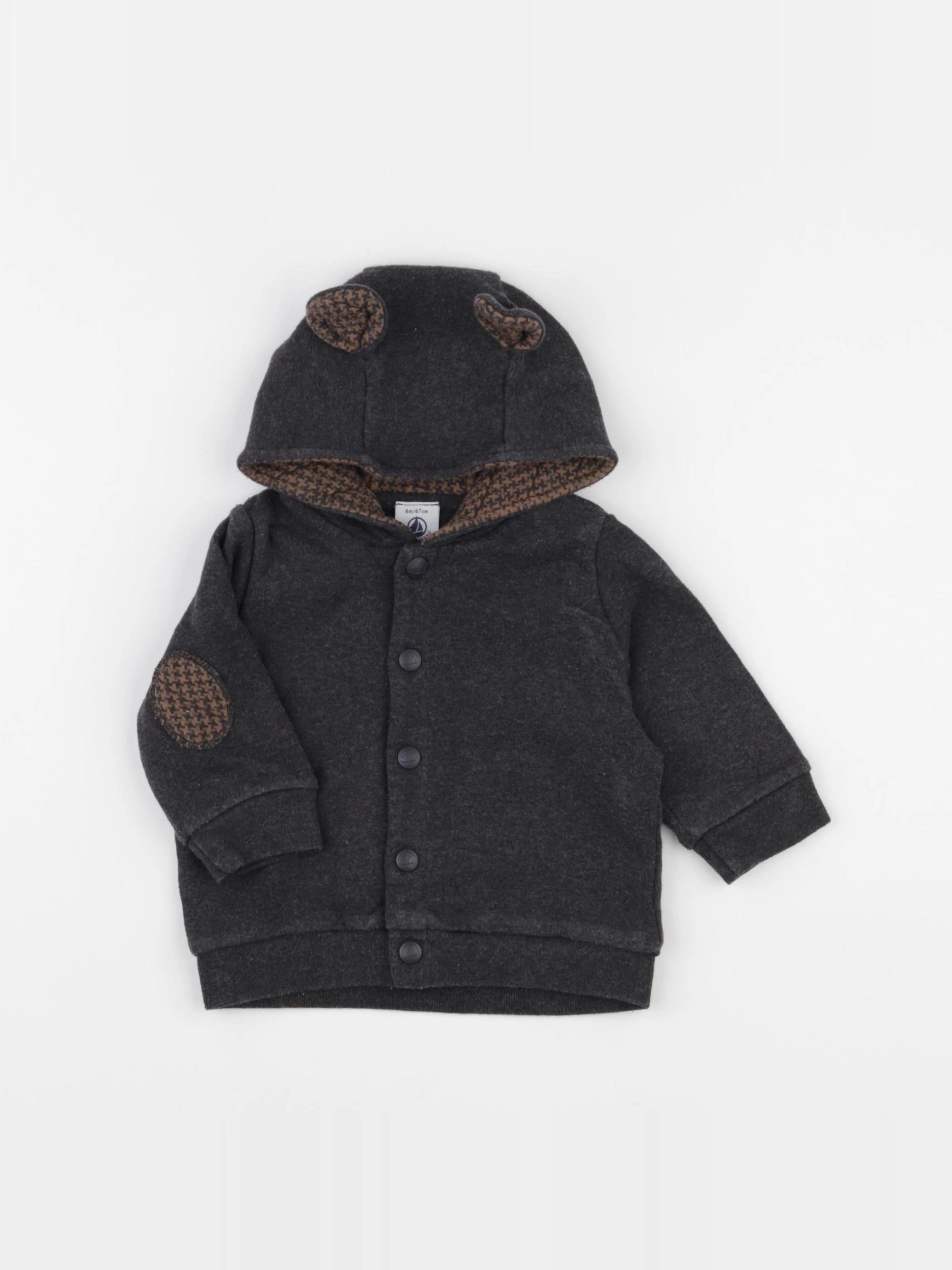 Petit Bateau - sweat gris - 6 mois