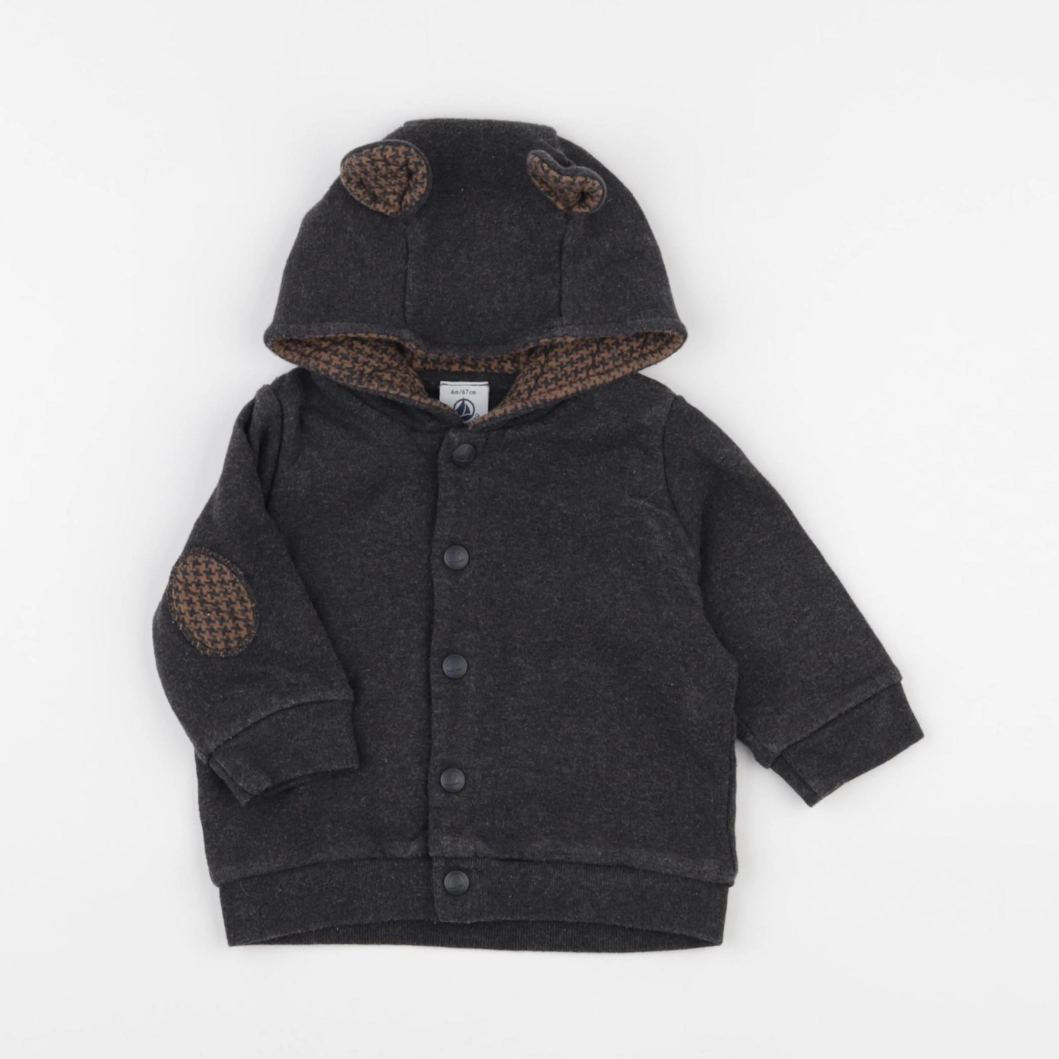 Petit Bateau - sweat gris - 6 mois