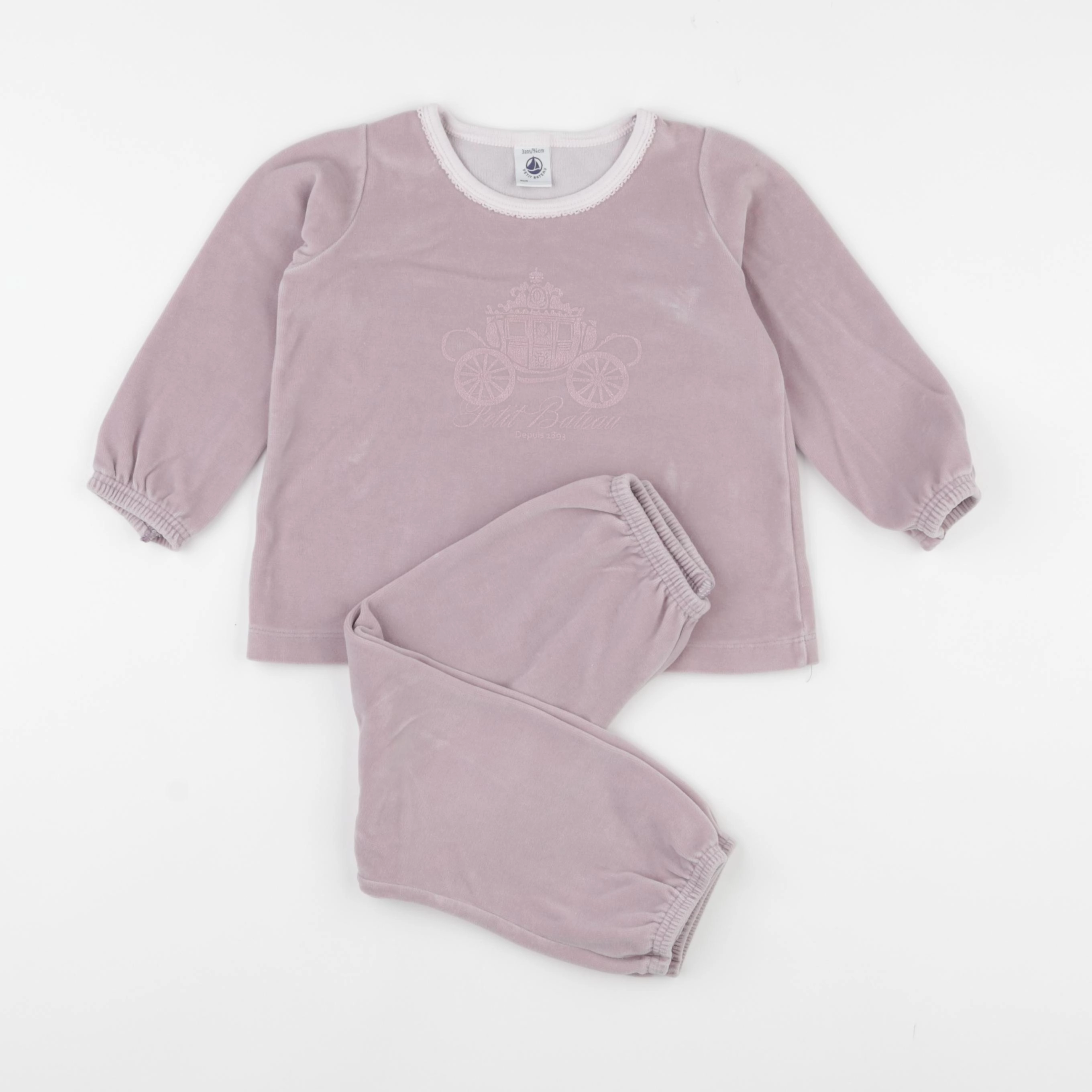 Petit Bateau - pyjama velours violet - 3 ans