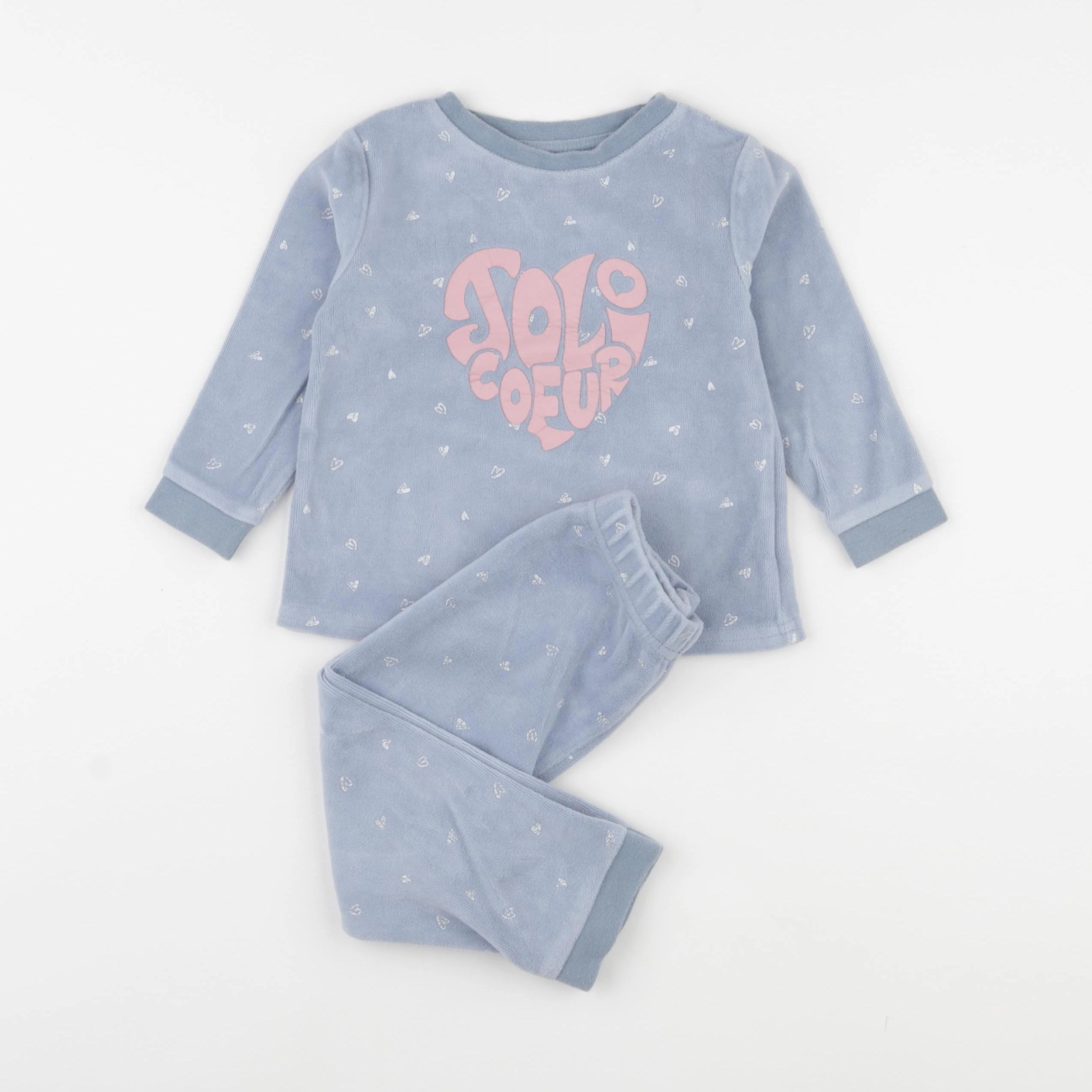 Vertbaudet - pyjama velours bleu - 2 ans
