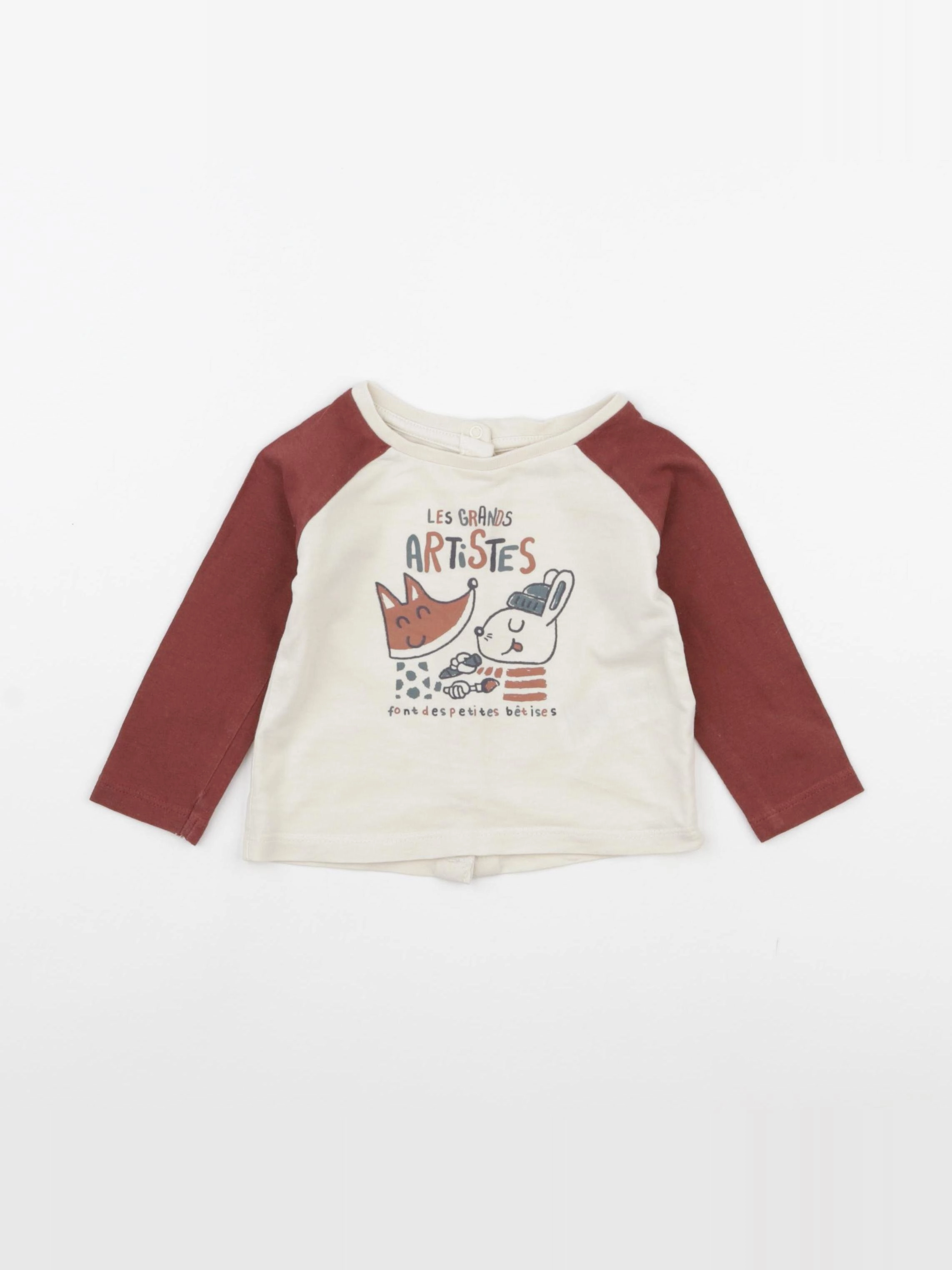 Vertbaudet - tee-shirt beige - 6 mois