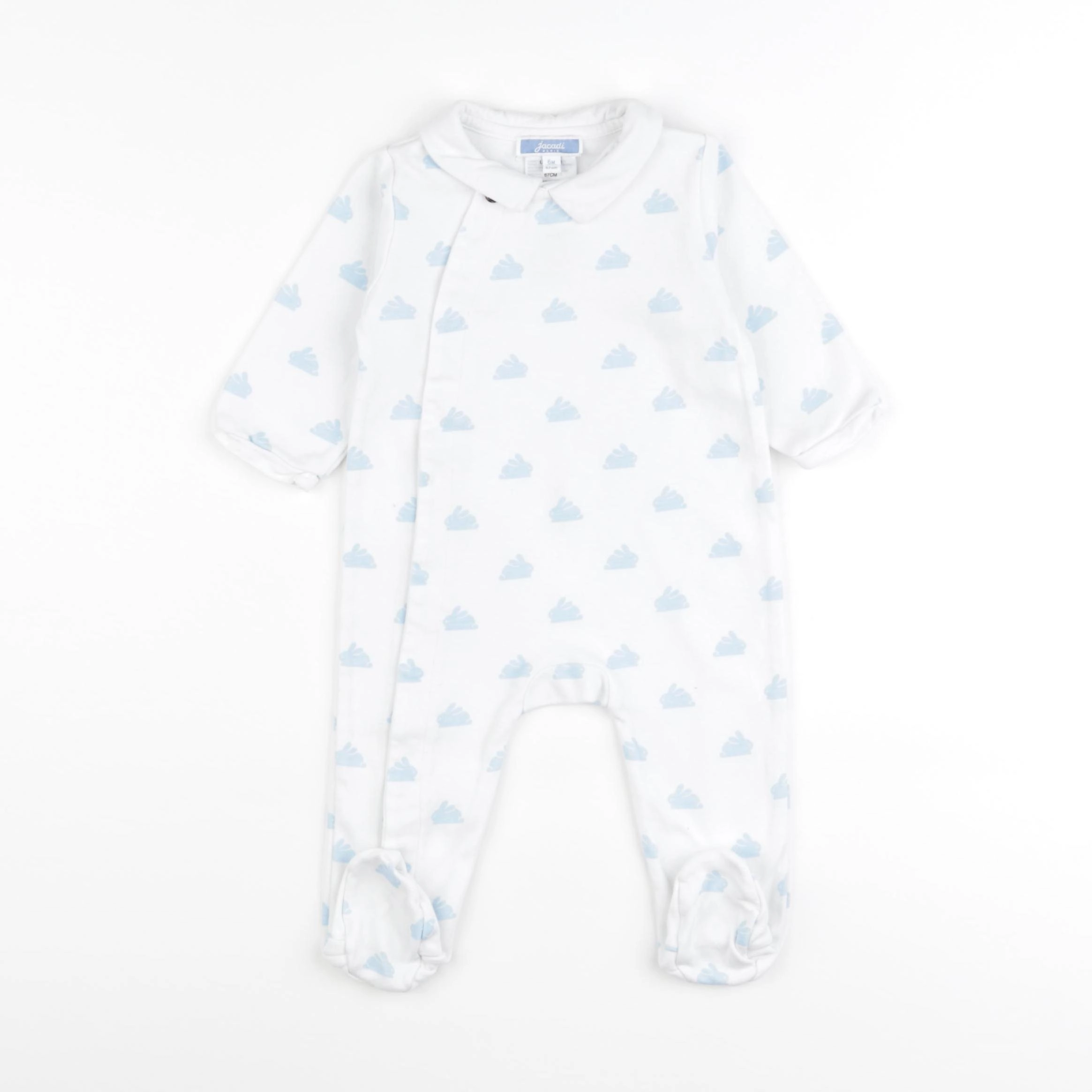 Jacadi - pyjama coton blanc, bleu - 6 mois