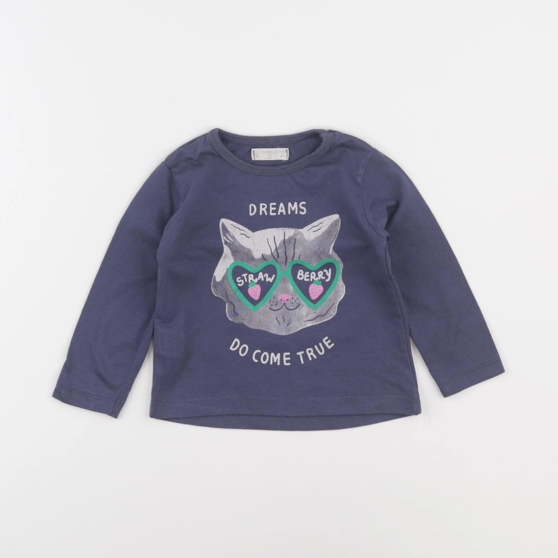 Mango - tee-shirt bleu - 6/12 mois