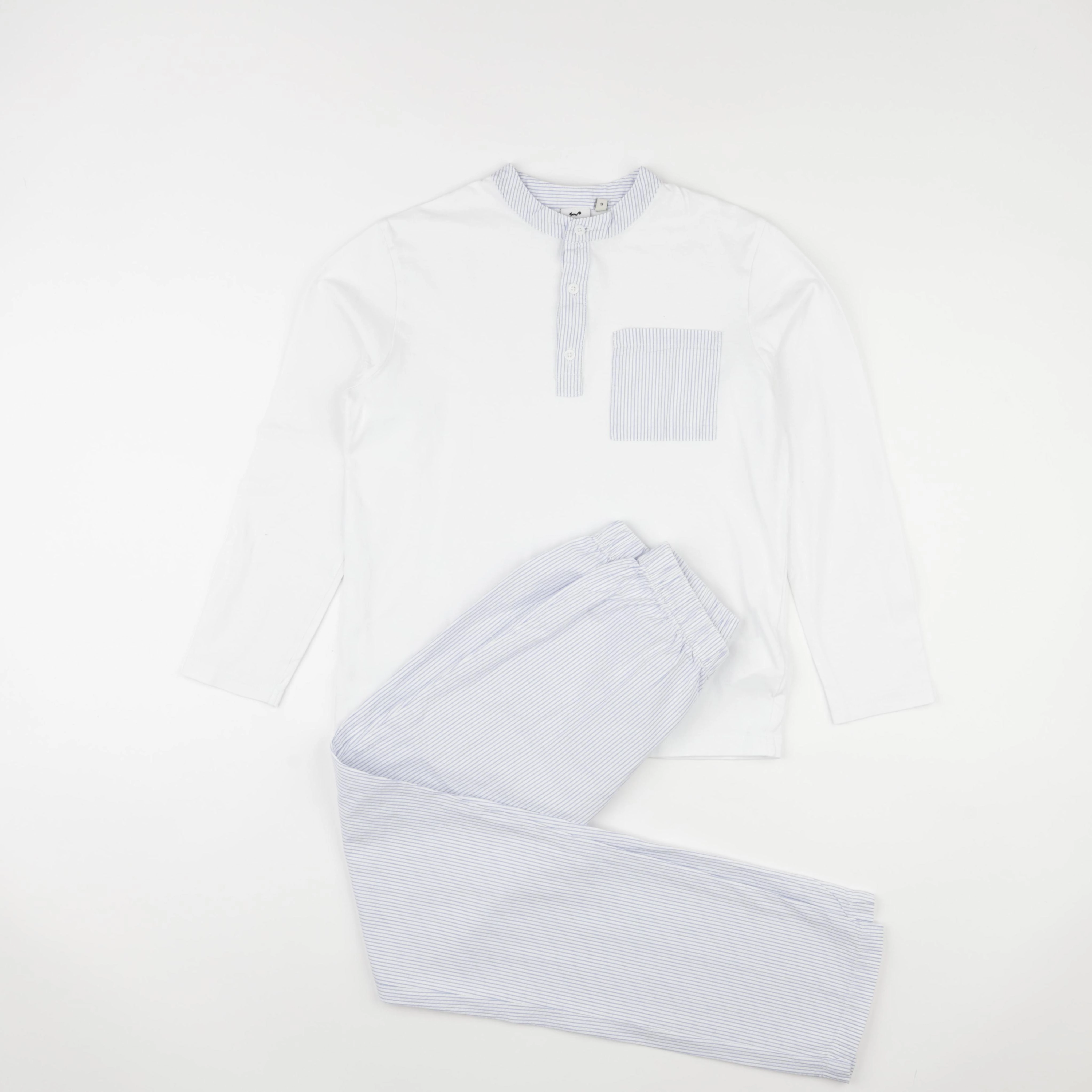 Cyrillus - pyjama coton bleu, blanc - 12 ans