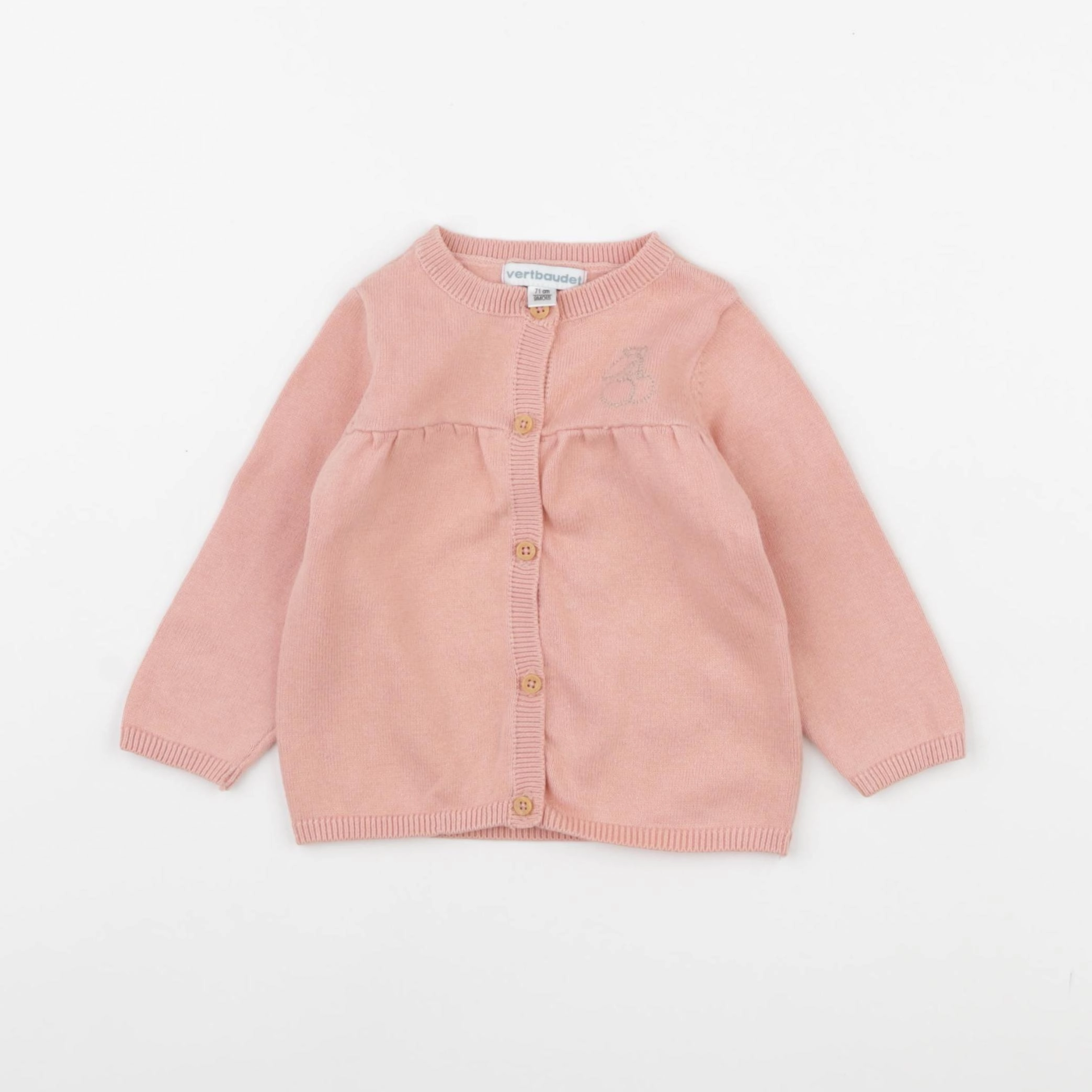 Vertbaudet - gilet rose - 9 mois
