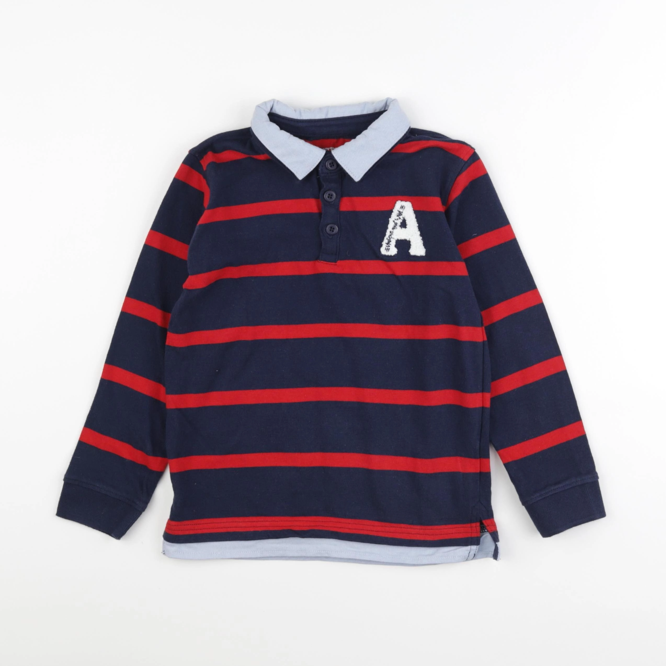 Vertbaudet - polo bleu, rouge - 8 ans