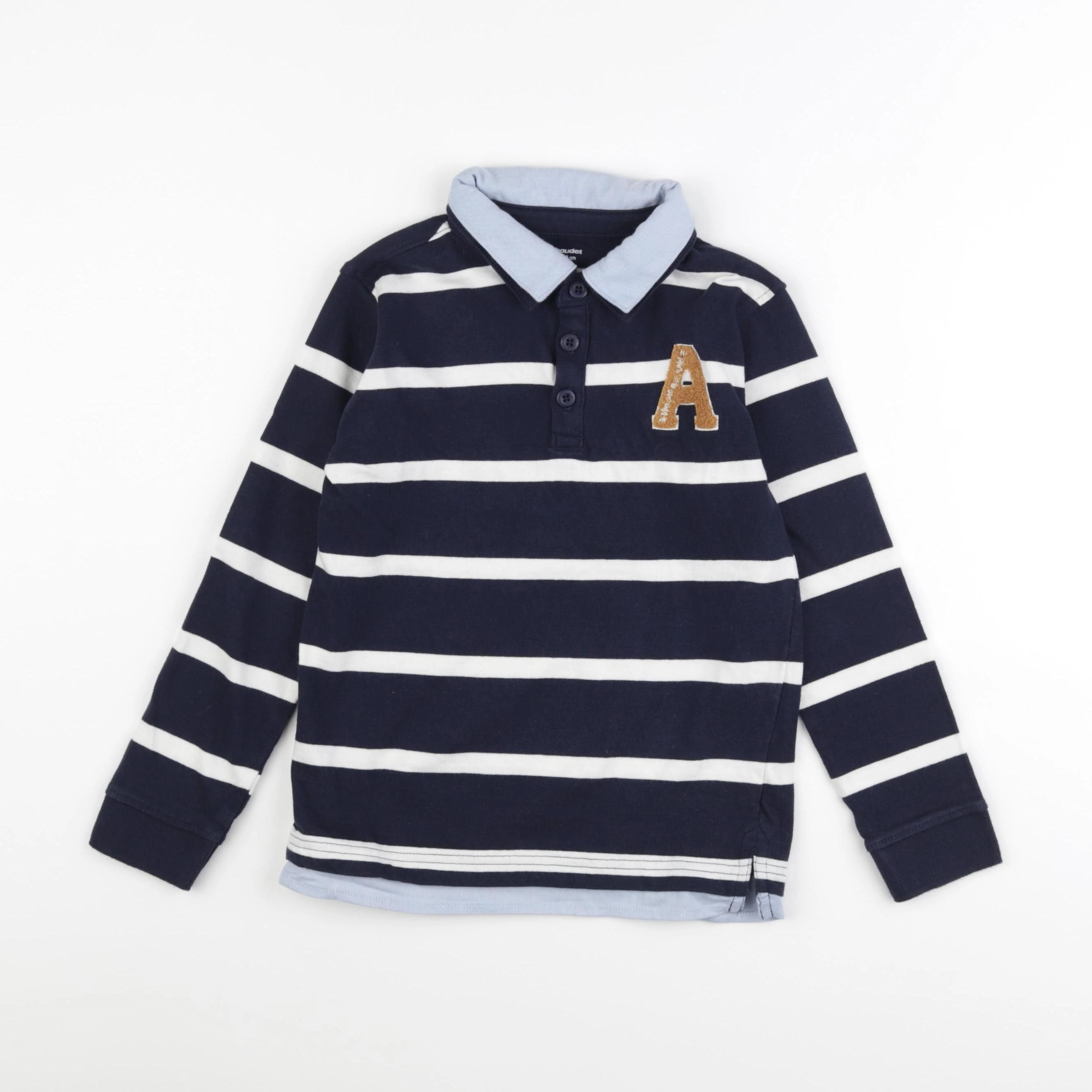 Vertbaudet - polo bleu, blanc - 8 ans